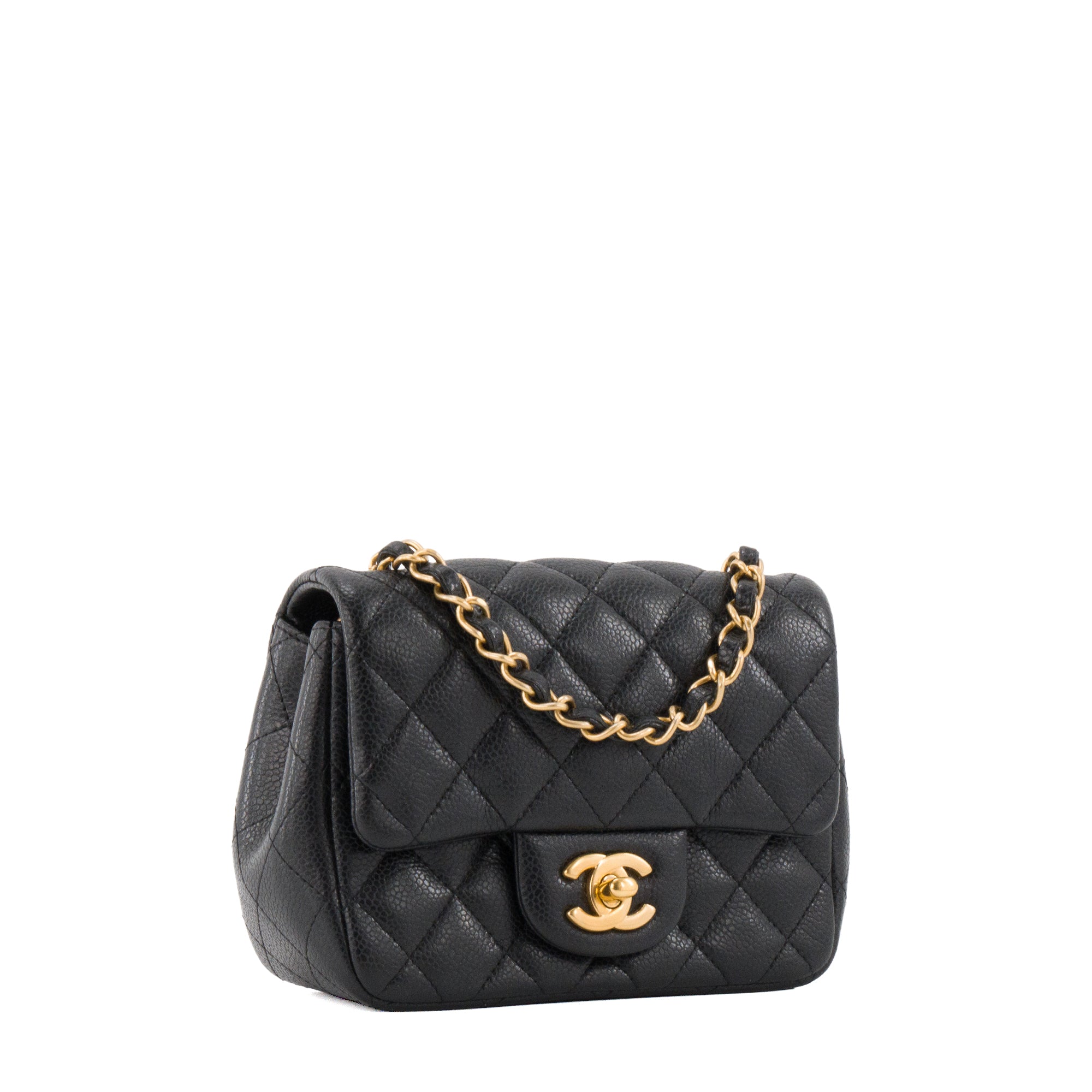 CHANEL - Sac à bandoulière Classique/Timeless Mini Square Chanel en cuir caviar noir