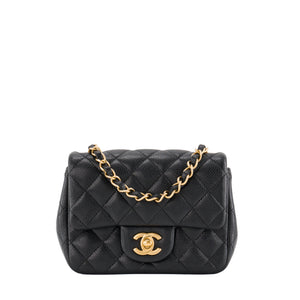 CHANEL - Sac à bandoulière Classique/Timeless Mini Square Chanel en cuir caviar noir