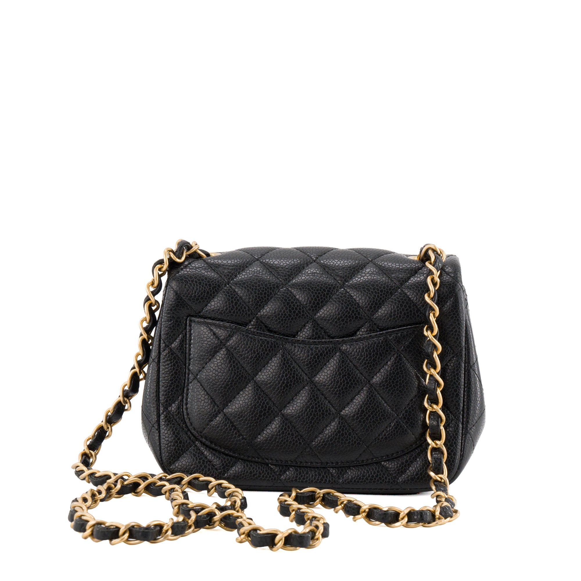 CHANEL - Sac à bandoulière Classique/Timeless Mini Square Chanel en cuir caviar noir