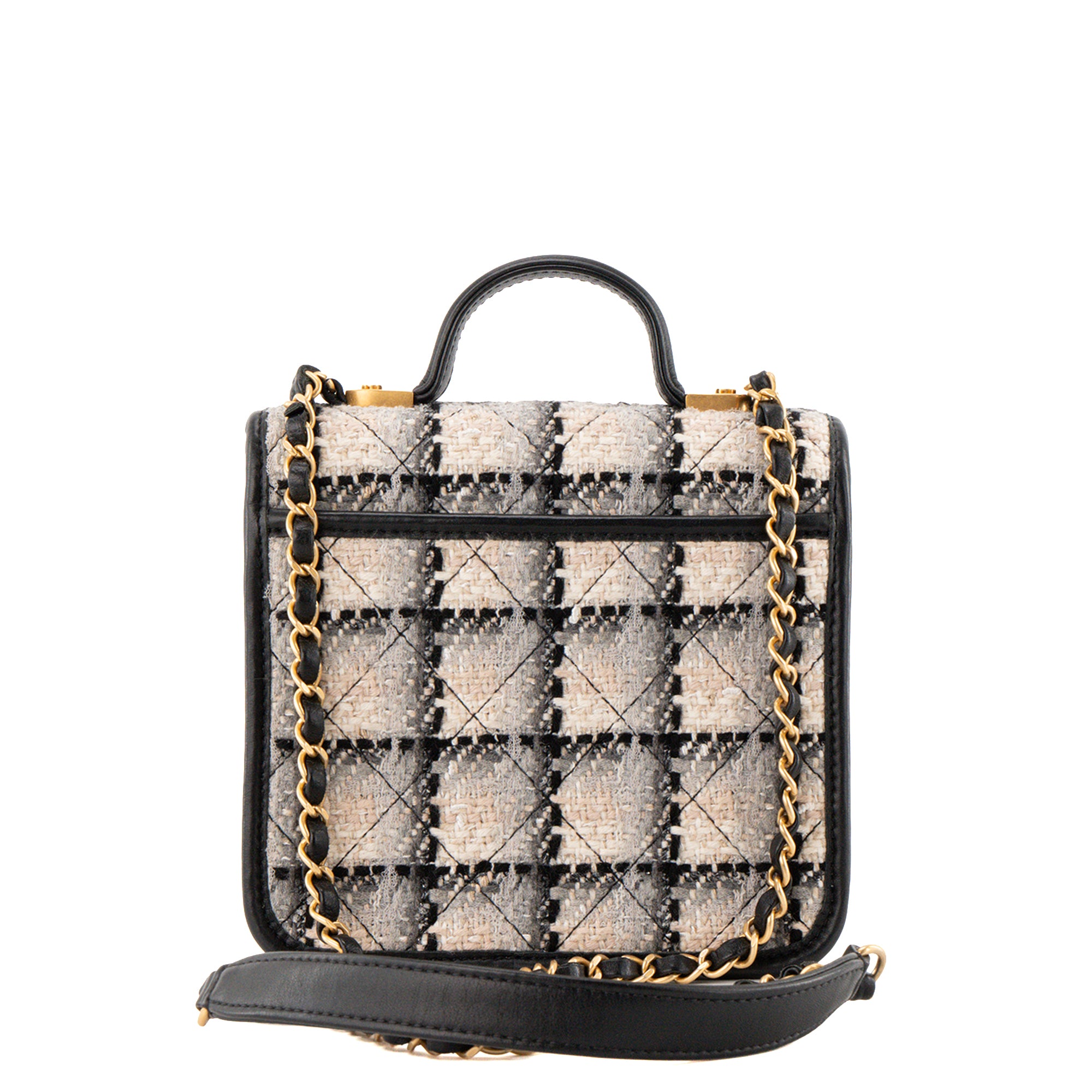CHANEL - Sac à bandoulière School Memory Chanel en tweed beige et gris
