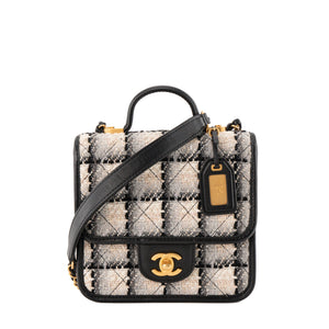 CHANEL - Sac à bandoulière School Memory Chanel en tweed beige et gris