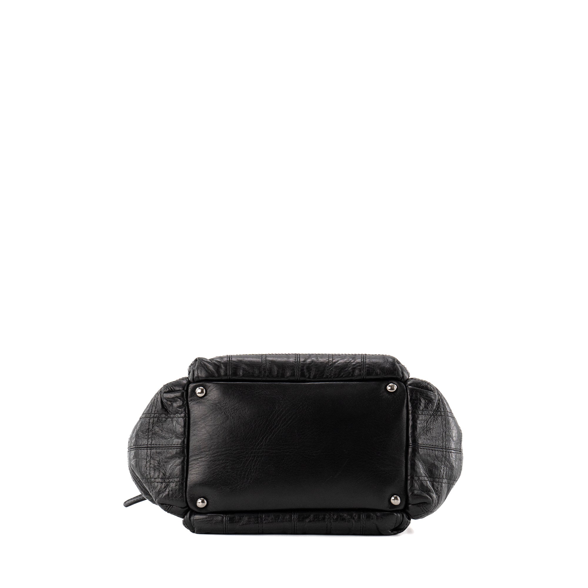 CHANEL - Sac à épaule Lax Accordion Chanel en cuir lisse noir