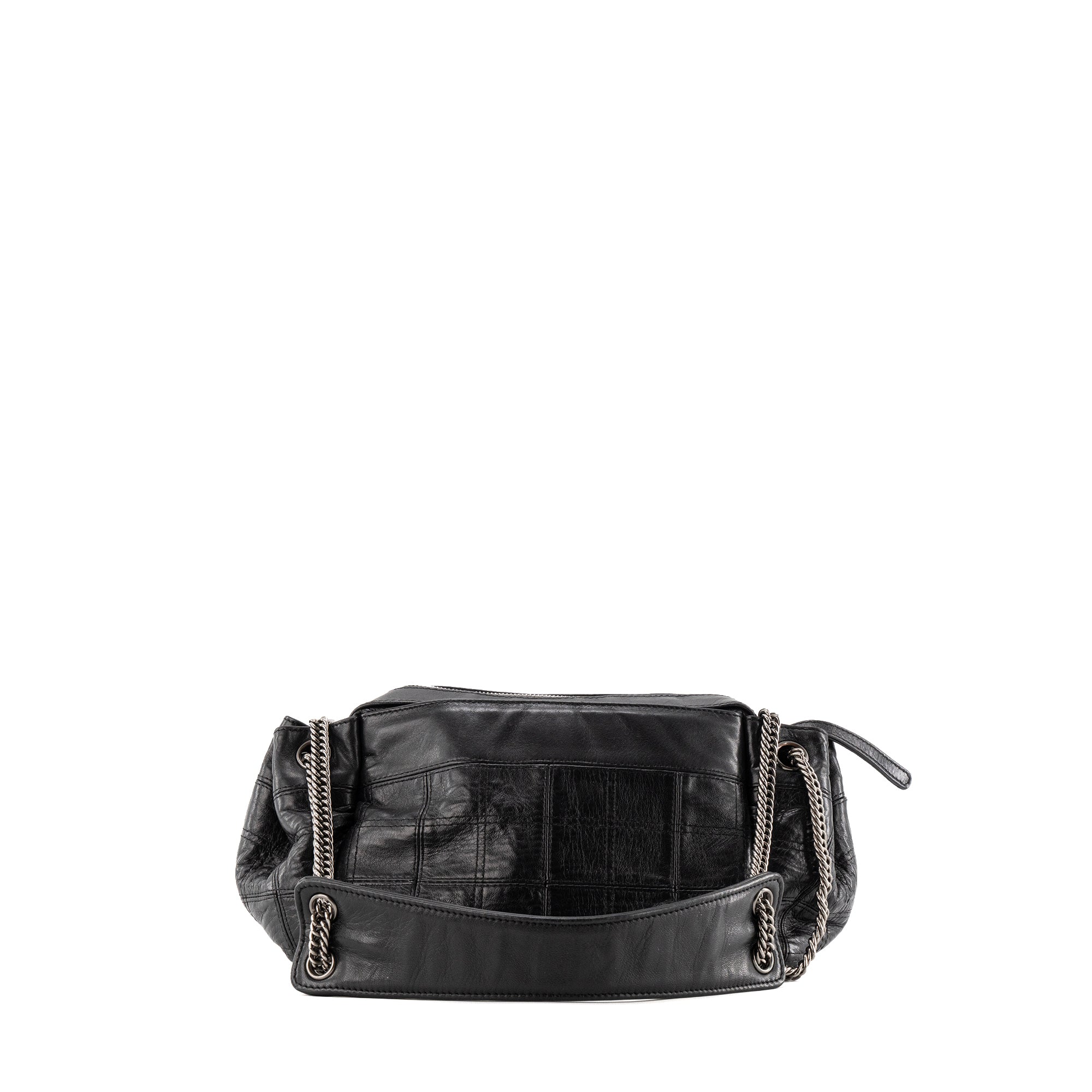 CHANEL - Sac à épaule Lax Accordion Chanel en cuir lisse noir