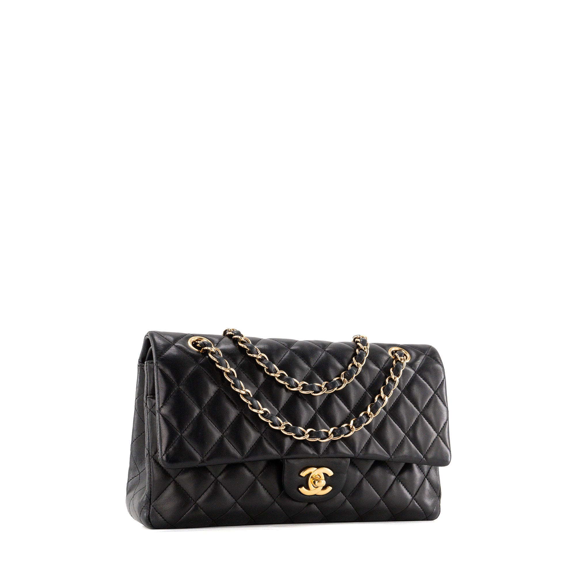 CHANEL - Sac à épaule Classique/Timeless 11.12 Chanel en cuir lisse noir