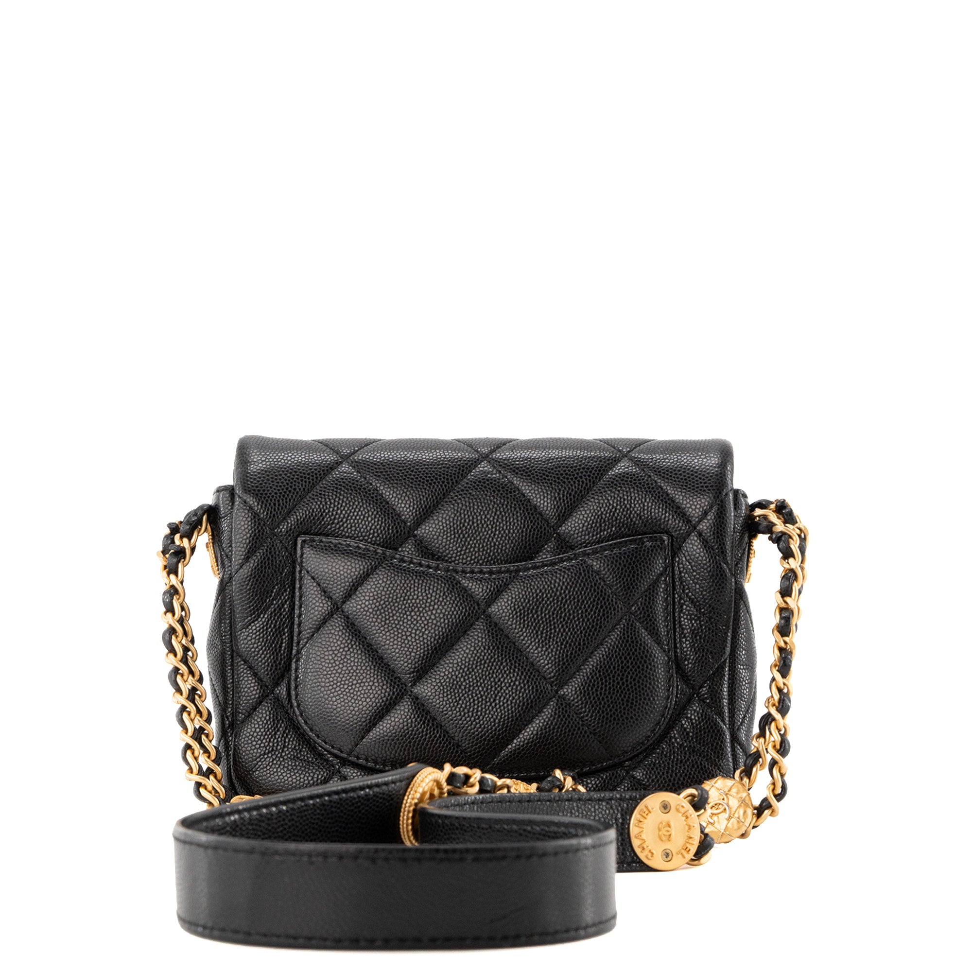 CHANEL - Sac à bandoulière Classique/Timeless mini Chanel en cuir caviar noir