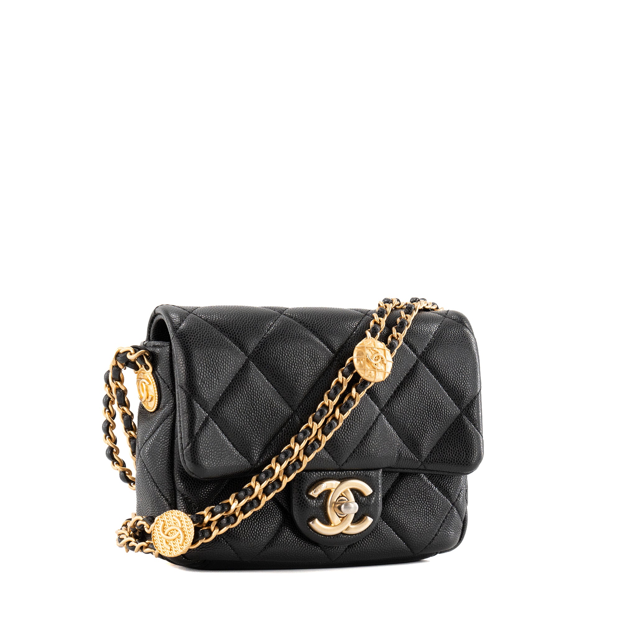 CHANEL - Sac à bandoulière Classique/Timeless mini Chanel en cuir caviar noir