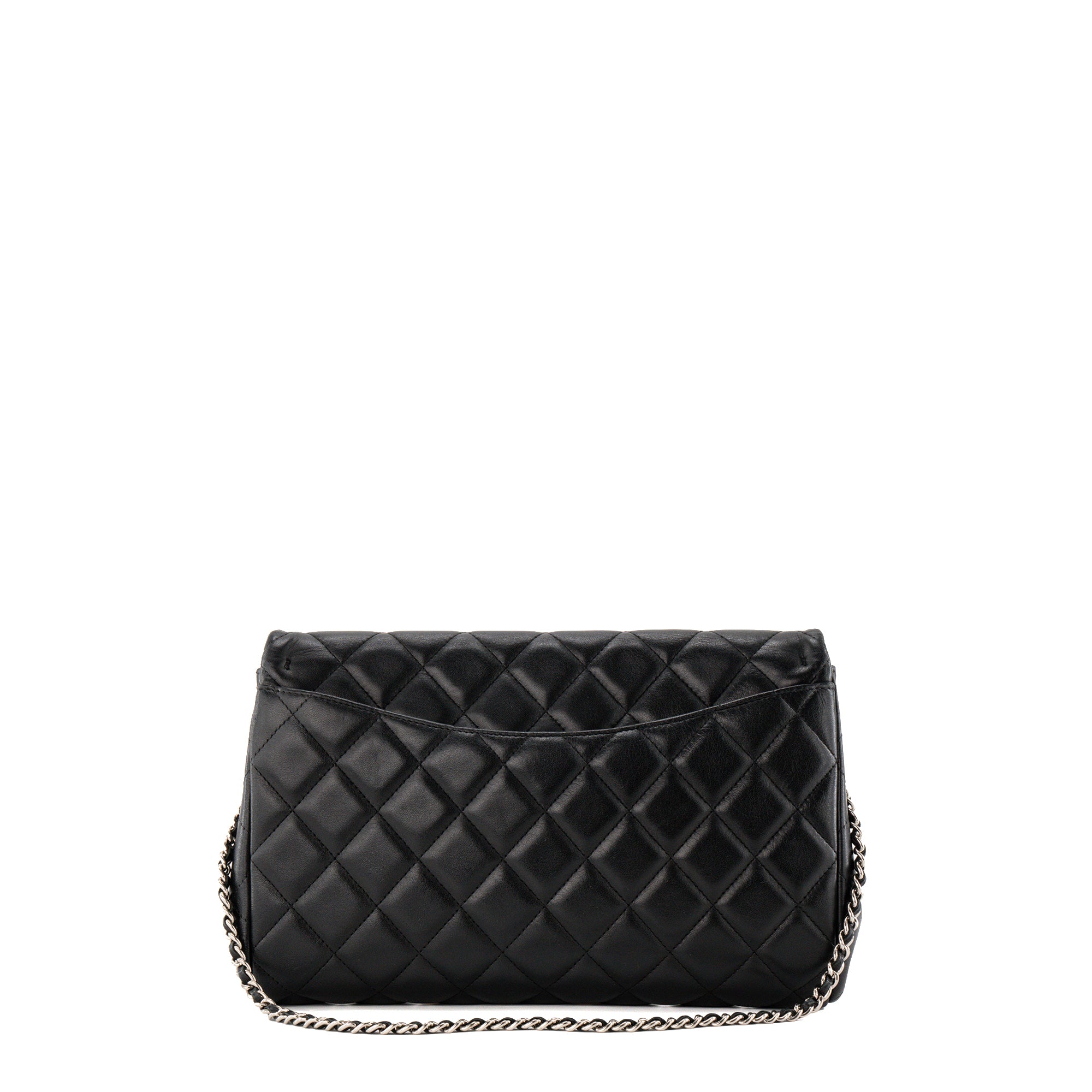 CHANEL - Sac à épaule Classique/Timeless Chanel en cuir lisse noir