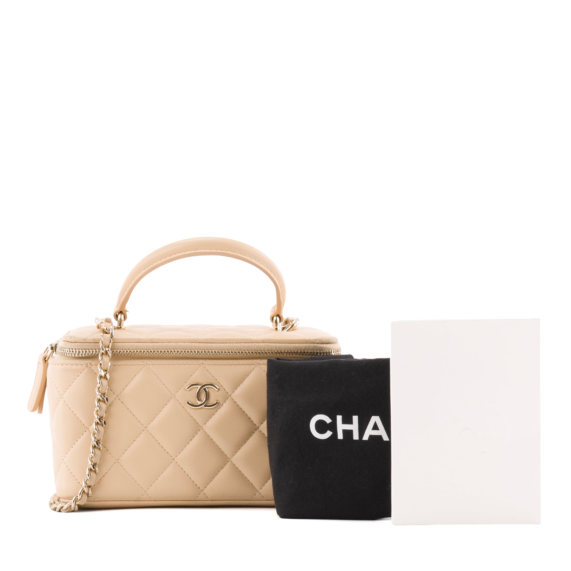 CHANEL - Sac à bandoulière Vanity Chanel en cuir beige