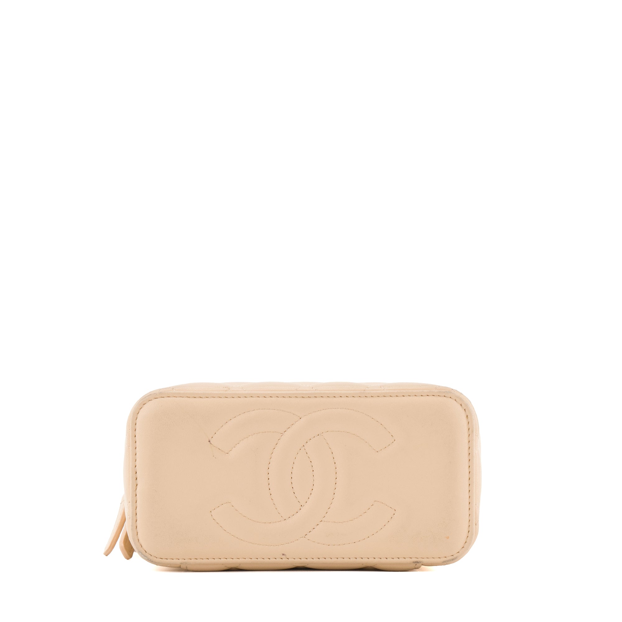 CHANEL - Sac à bandoulière Vanity Chanel en cuir beige