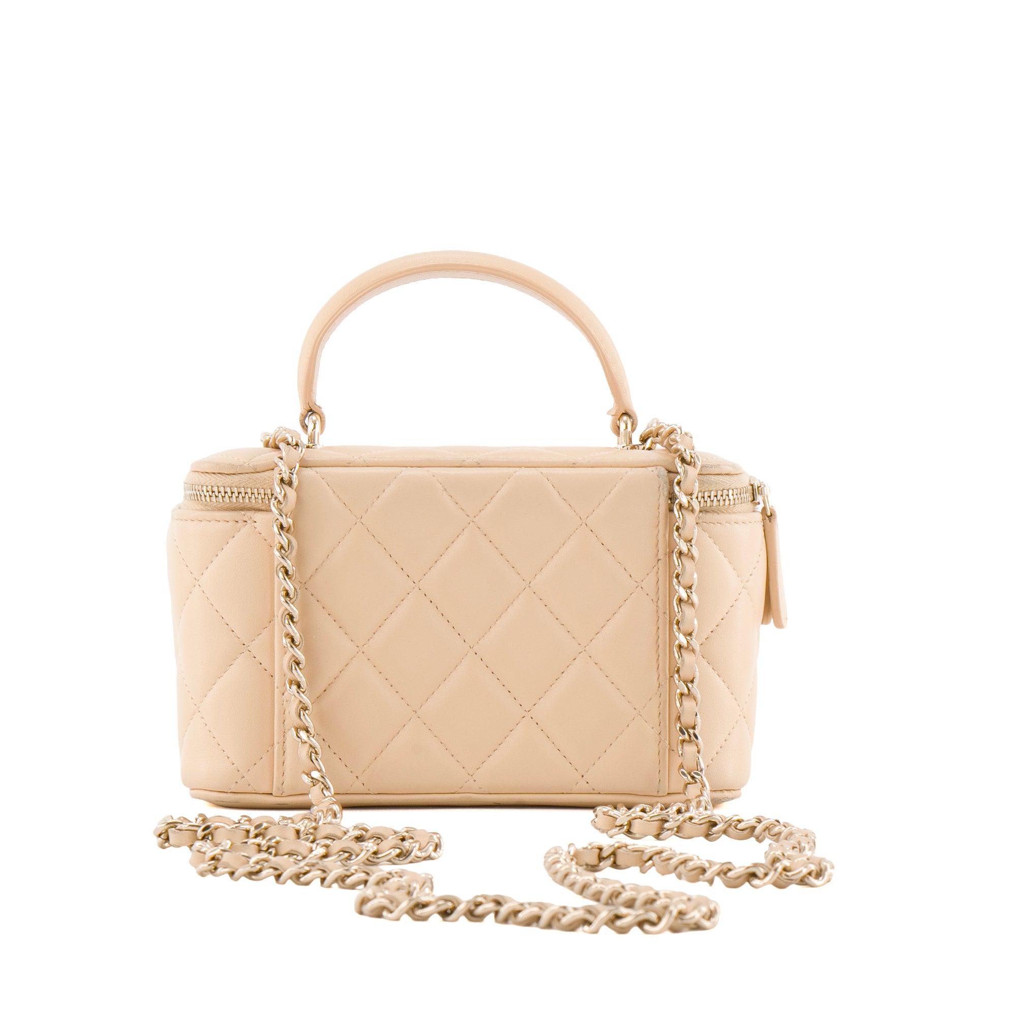 CHANEL - Sac à bandoulière Vanity Chanel en cuir beige
