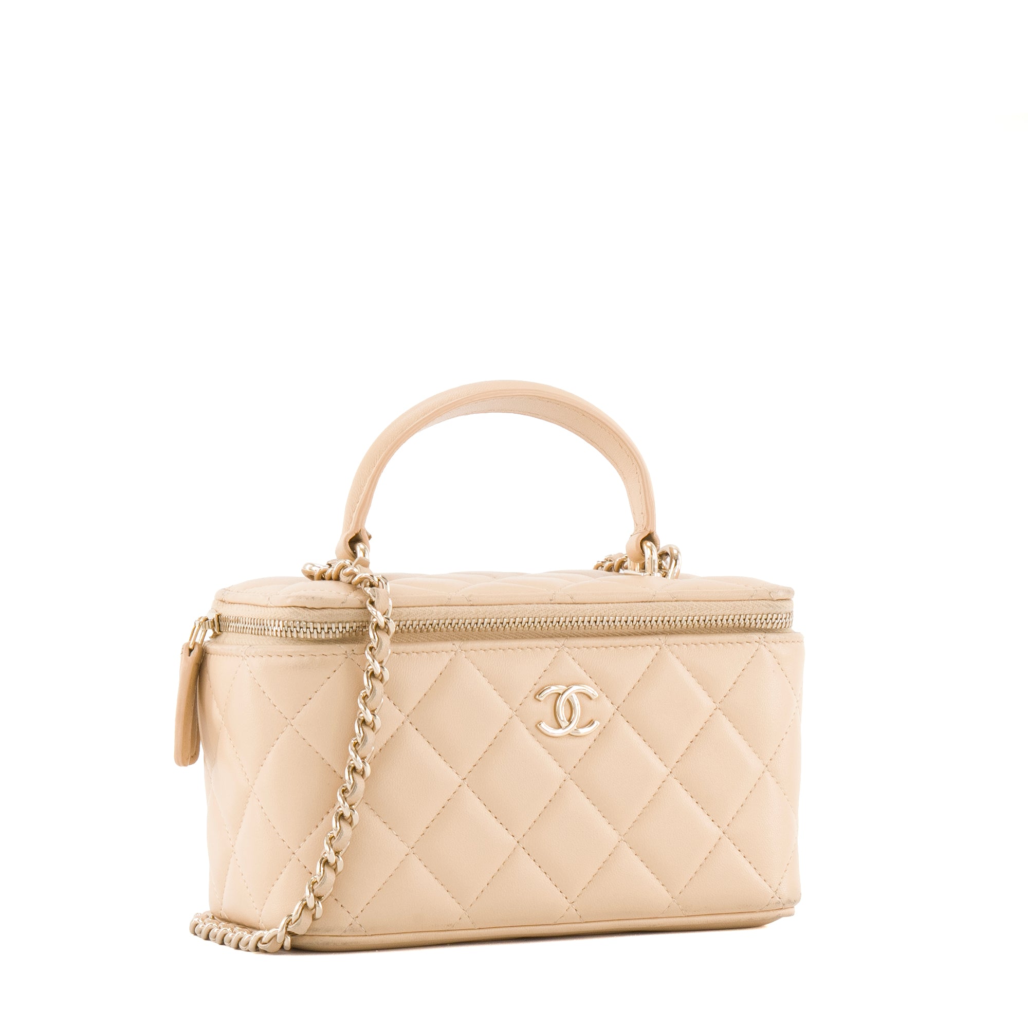 CHANEL - Sac à bandoulière Vanity Chanel en cuir beige
