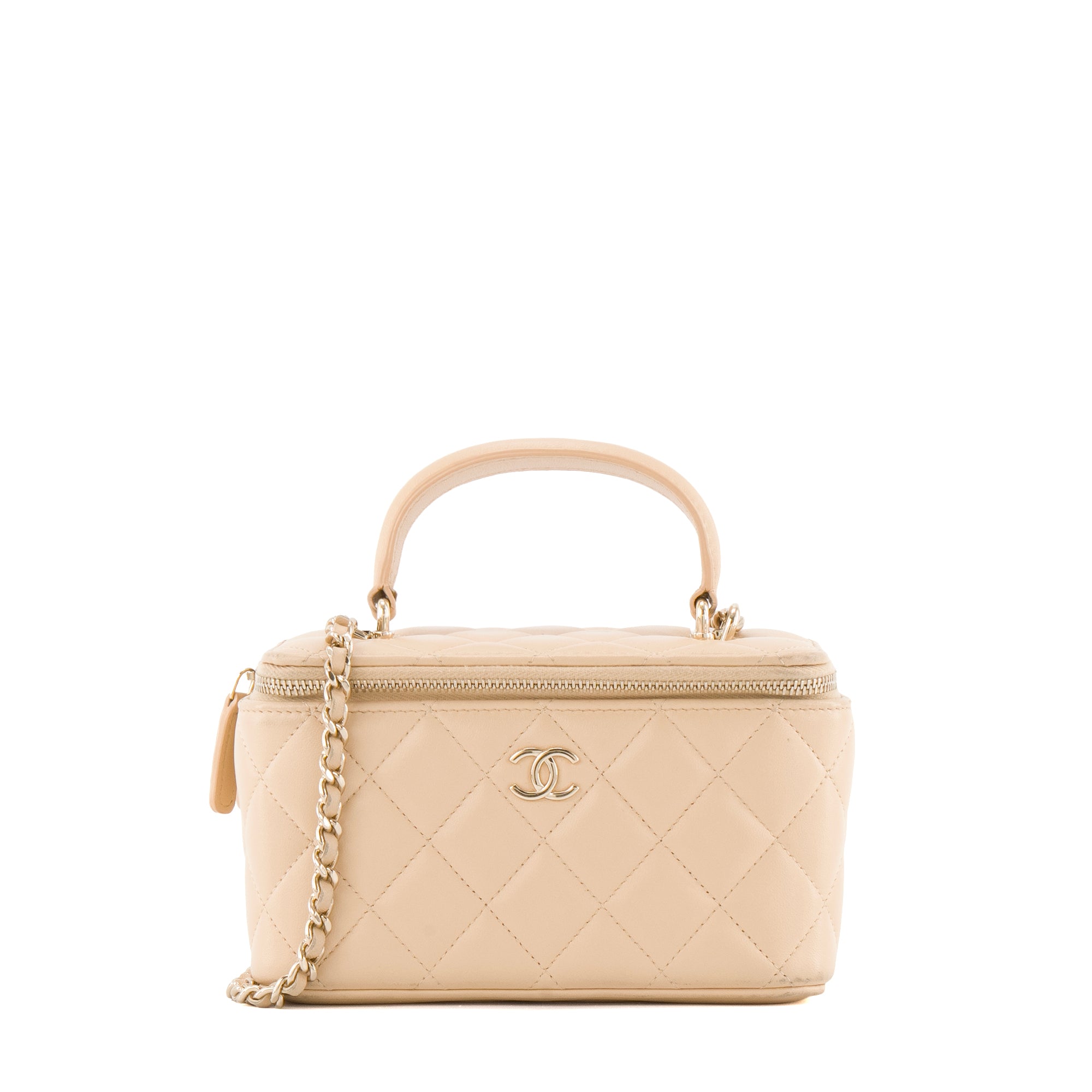 CHANEL - Sac à bandoulière Vanity Chanel en cuir beige