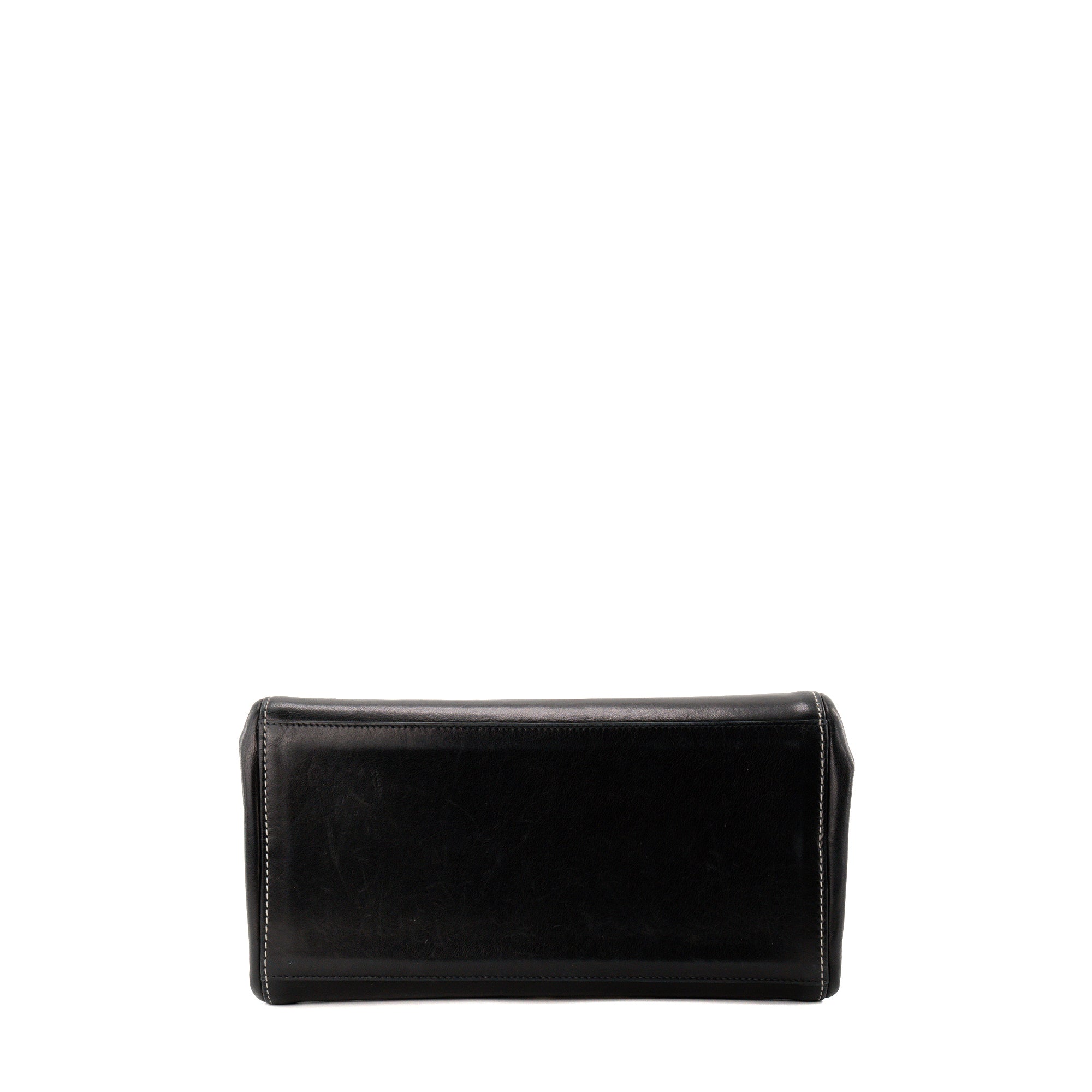 CHANEL - Sac à épaule Chocolate Bar Accordion Chanel en cuir lisse noir et verni beige