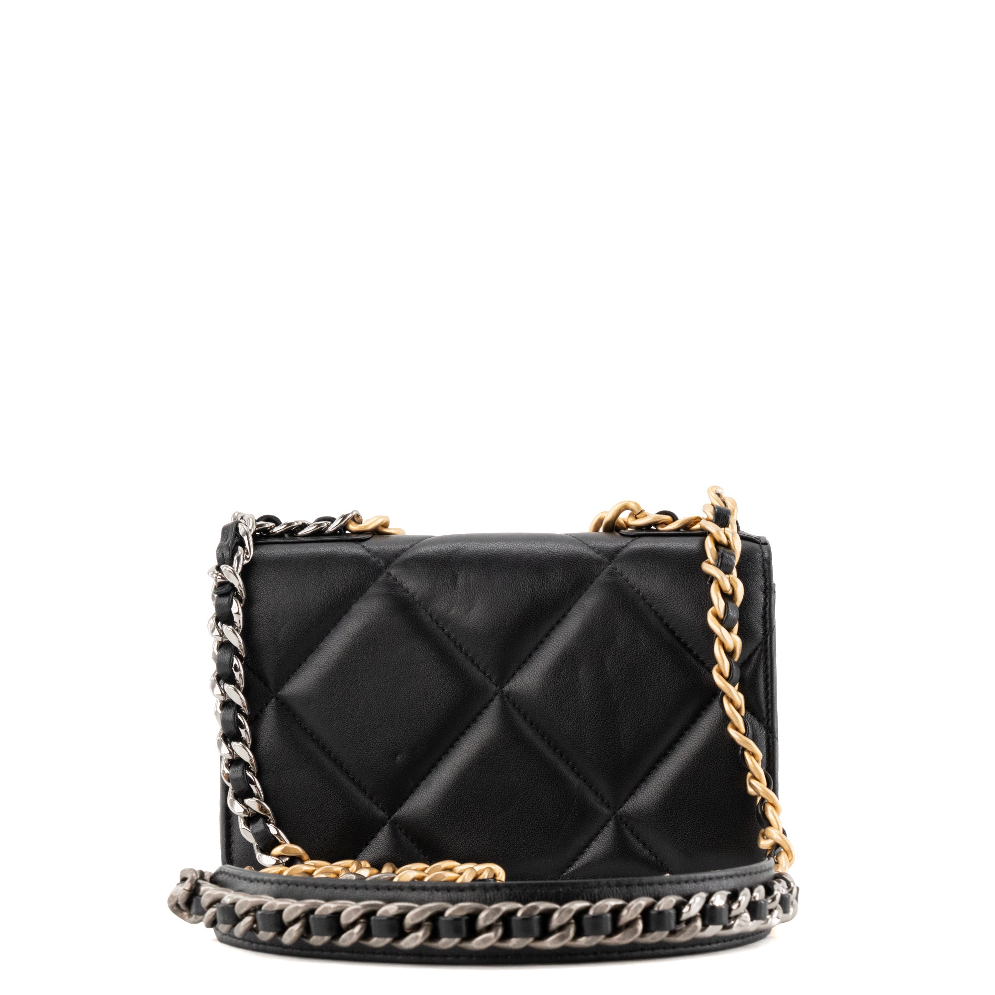 CHANEL - Sac à bandoulière Wallet On Chain 19 Chanel en cuir lisse noir