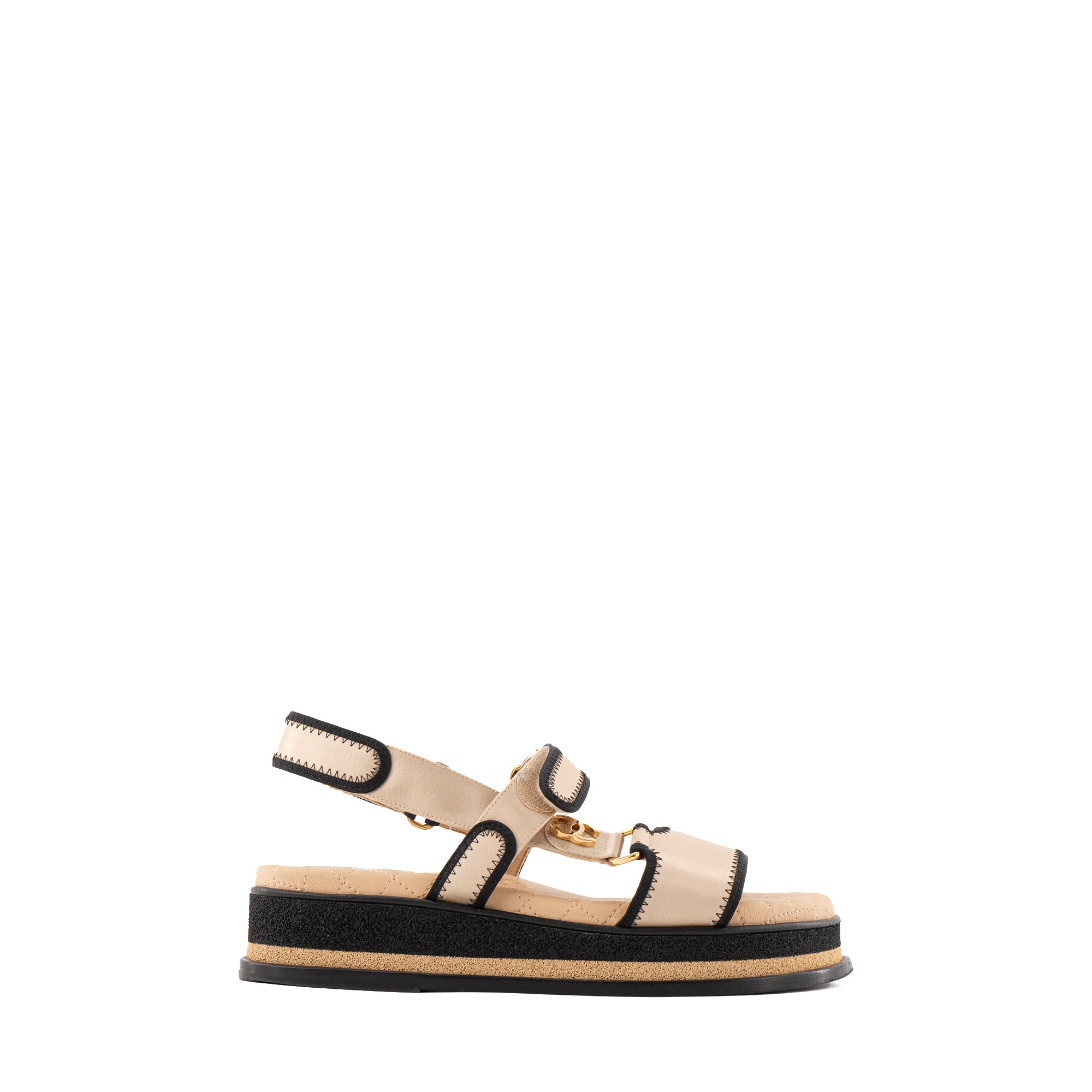 CHANEL - Sandales Chanel en toile beige (T37)