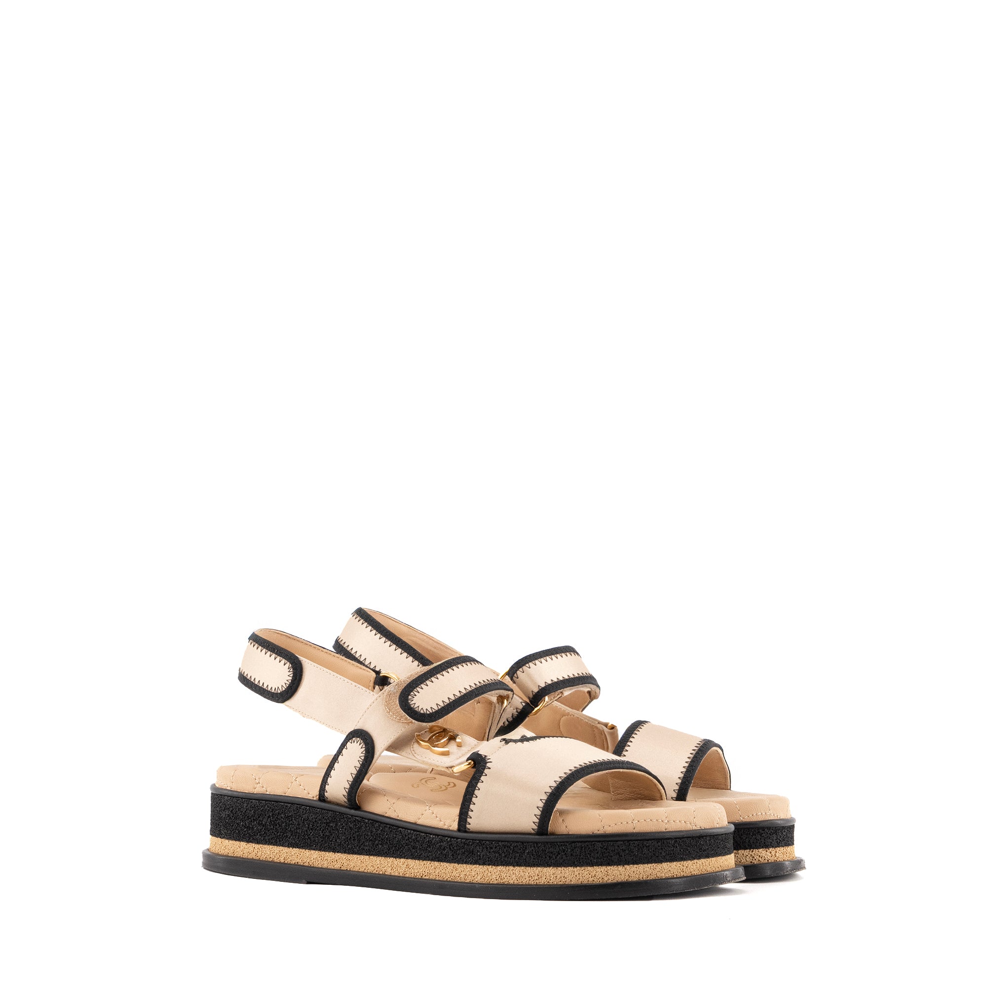 CHANEL - Sandales Chanel en toile beige (T38)