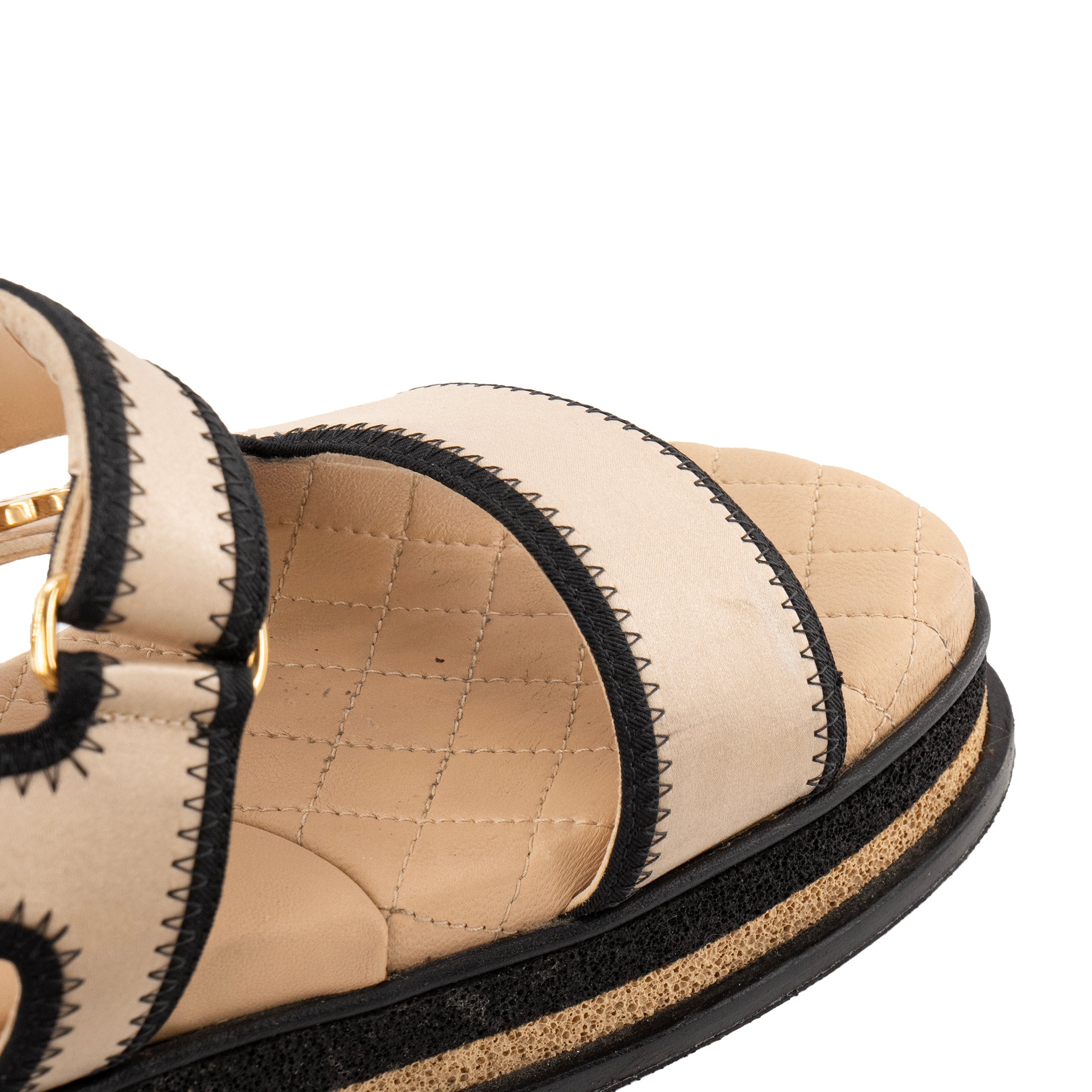 CHANEL - Sandales Chanel en toile beige (T38)