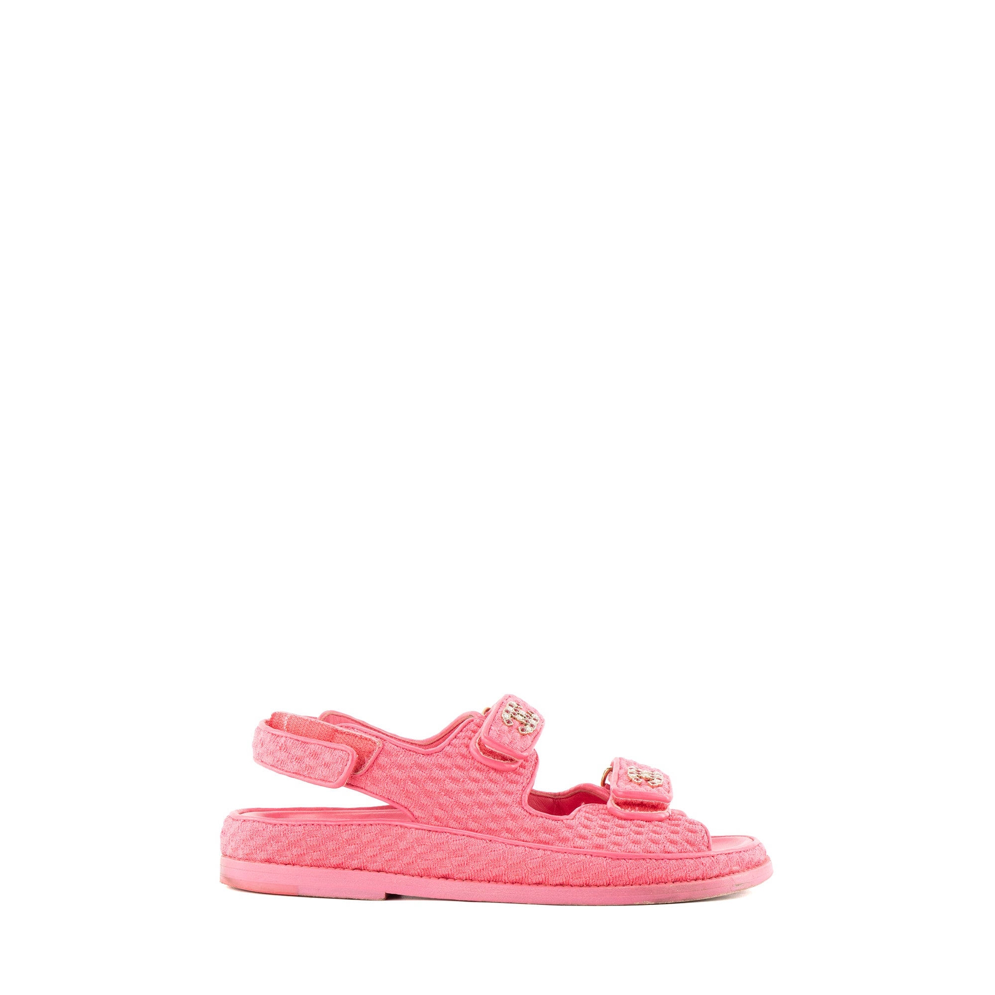 CHANEL - Sandales Dad Shoes Chanel en toile rose (T37)