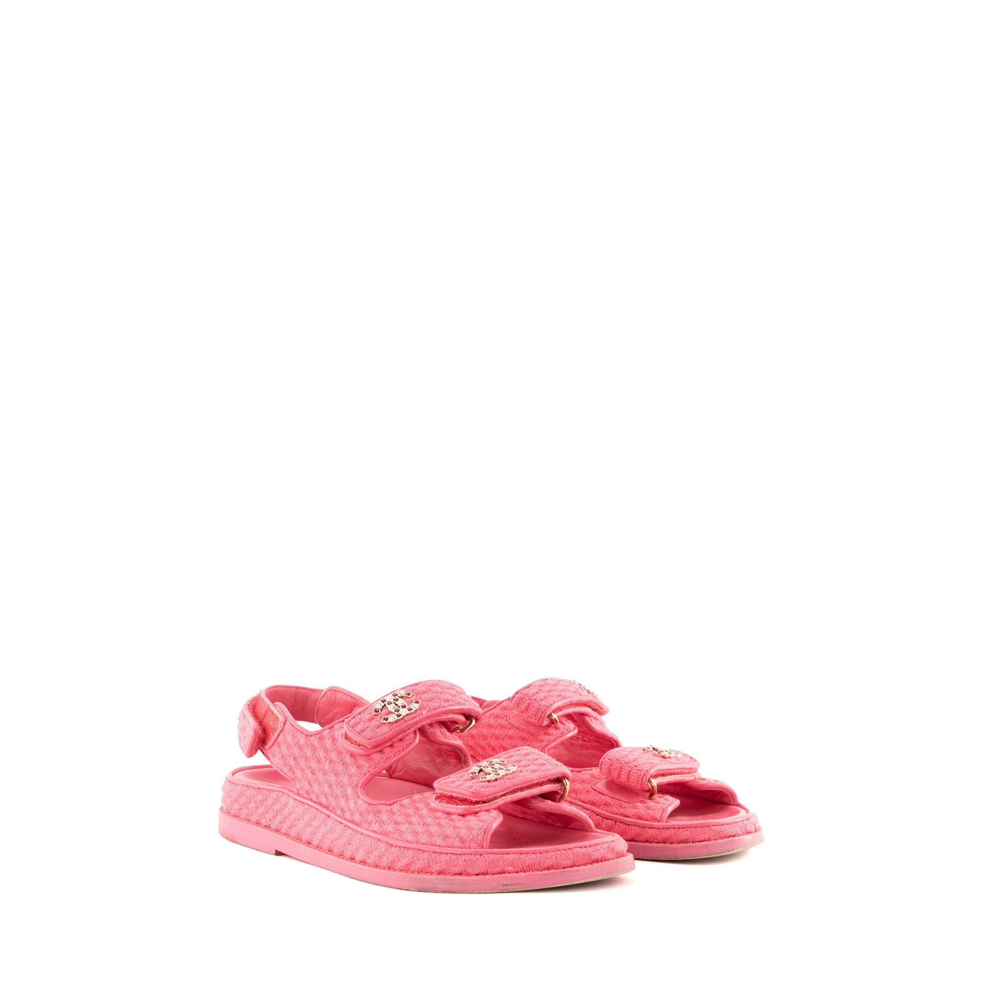CHANEL - Sandales Dad Shoes Chanel en toile rose (T37)