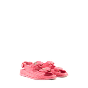 CHANEL - Sandales Dad Shoes Chanel en toile rose (T37)