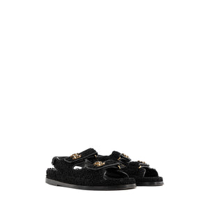 CHANEL - Sandales Dad Shoes Chanel en tweed noir (T37)