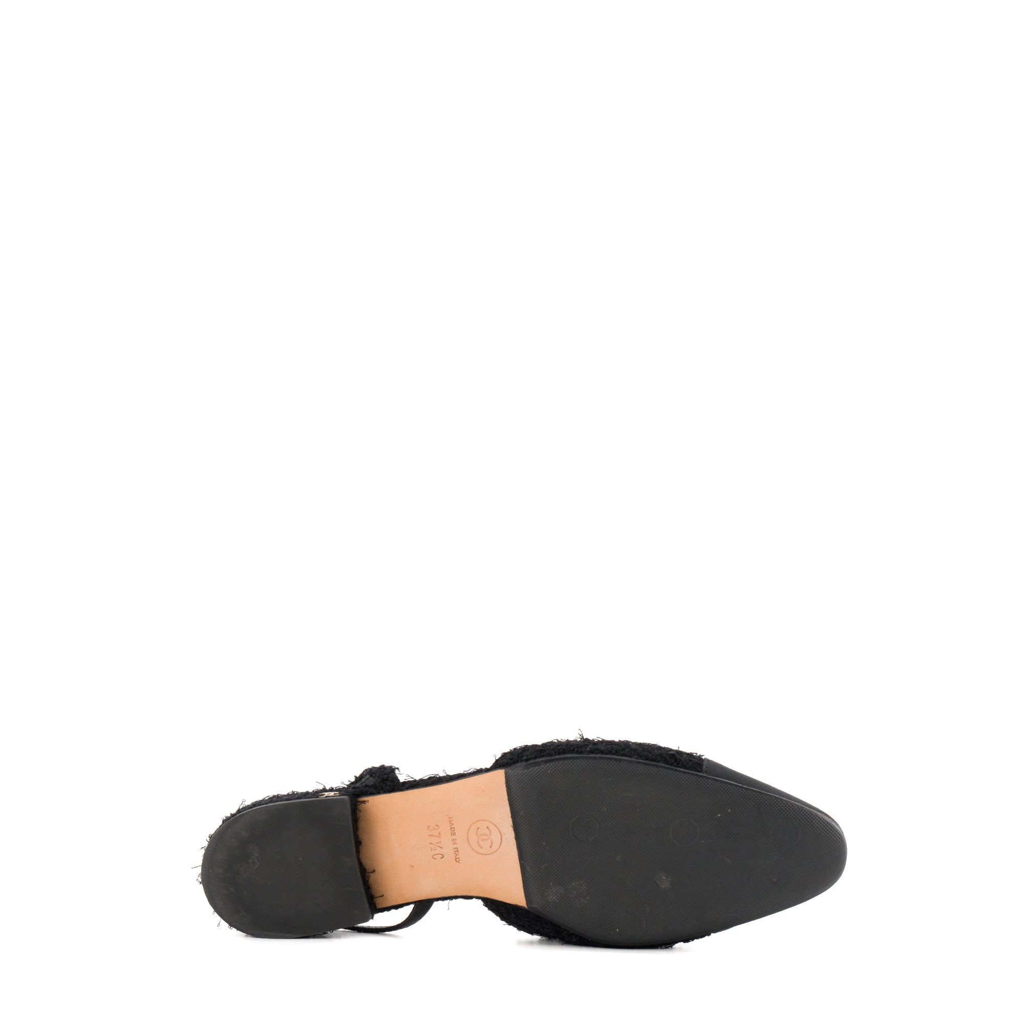 CHANEL - Sandales Slingback Chanel en tweed noir (T37,5 C)