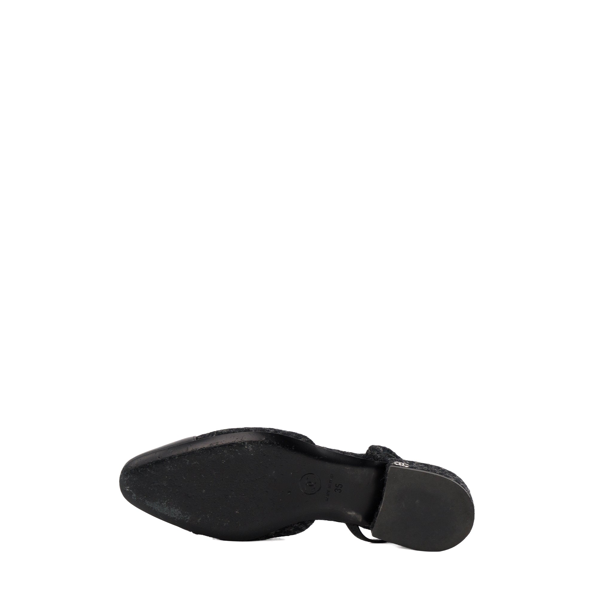 CHANEL - Sandales Slingbacks Chanel en toile et cuir noir (T35)
