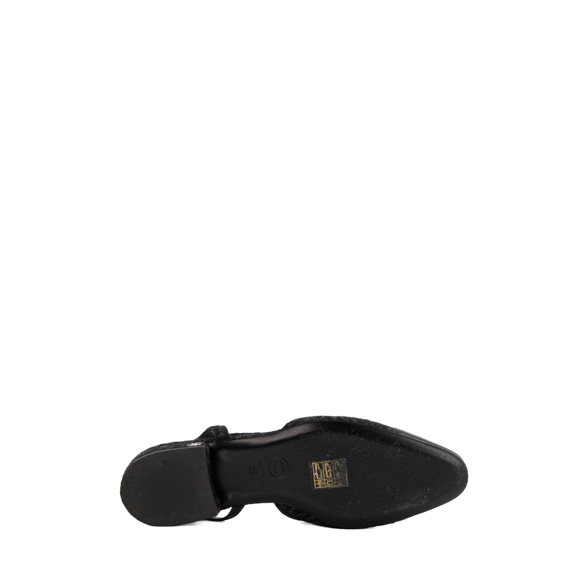 CHANEL - Sandales Slingbacks Chanel en toile et cuir noir (T35)