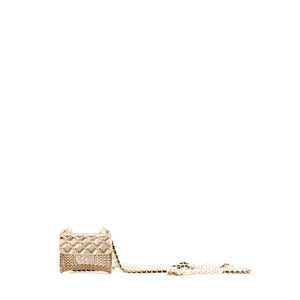 CHANEL - Sautoir Micro Bag Chanel en métal doré champagne