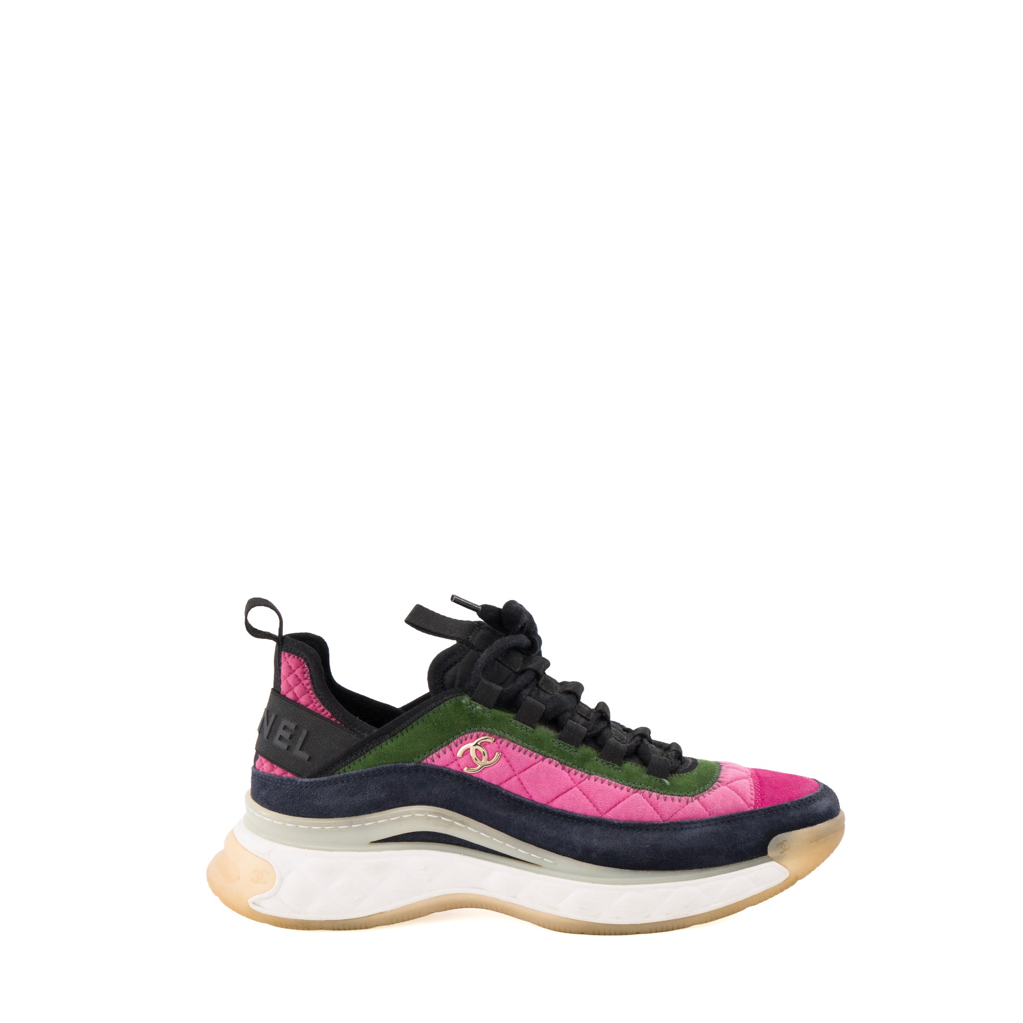 CHANEL - Sneakers Low Top Chanel en toile et daim multicolore (T39,5)