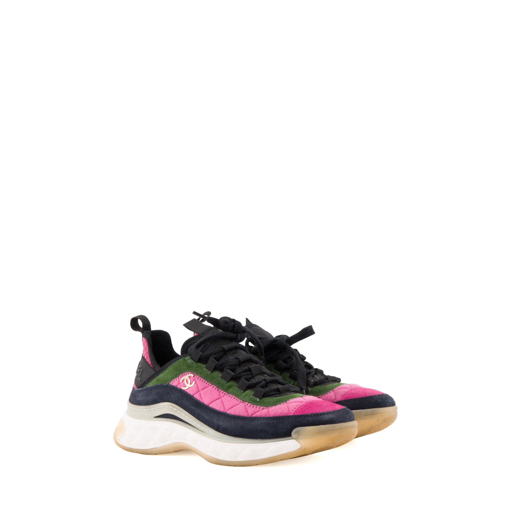 CHANEL - Sneakers Low Top Chanel en toile et daim multicolore (T39,5)