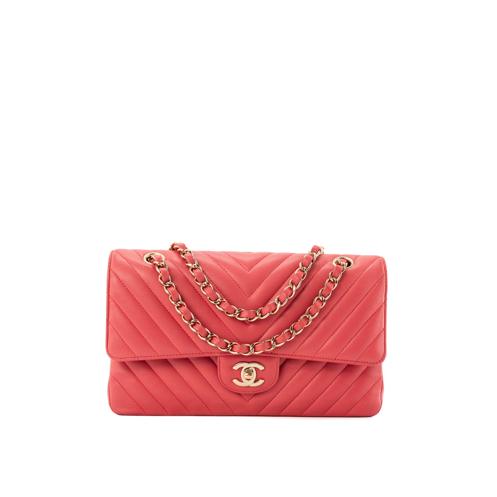 CHANEL - Sac à main Classique/Timeless Chanel en cuir chevron rose