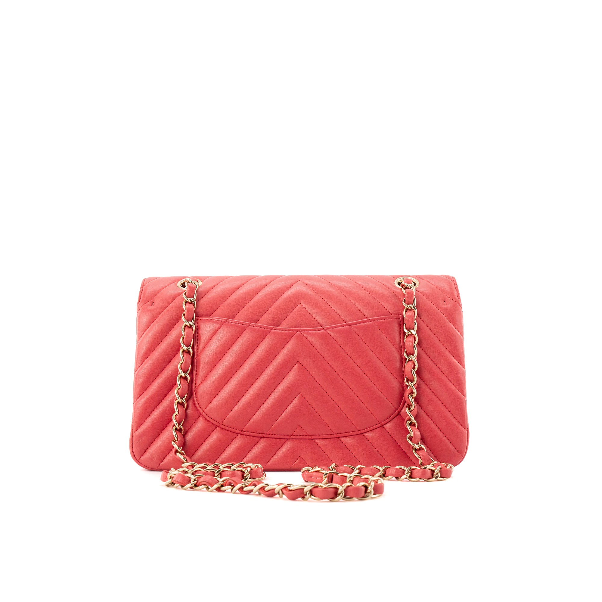 CHANEL - Sac à main Classique/Timeless Chanel en cuir chevron rose