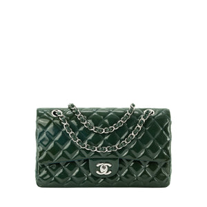 CHANEL - Sac à main Classique/Timeless 11.12 Chanel en cuir verni vert foncé