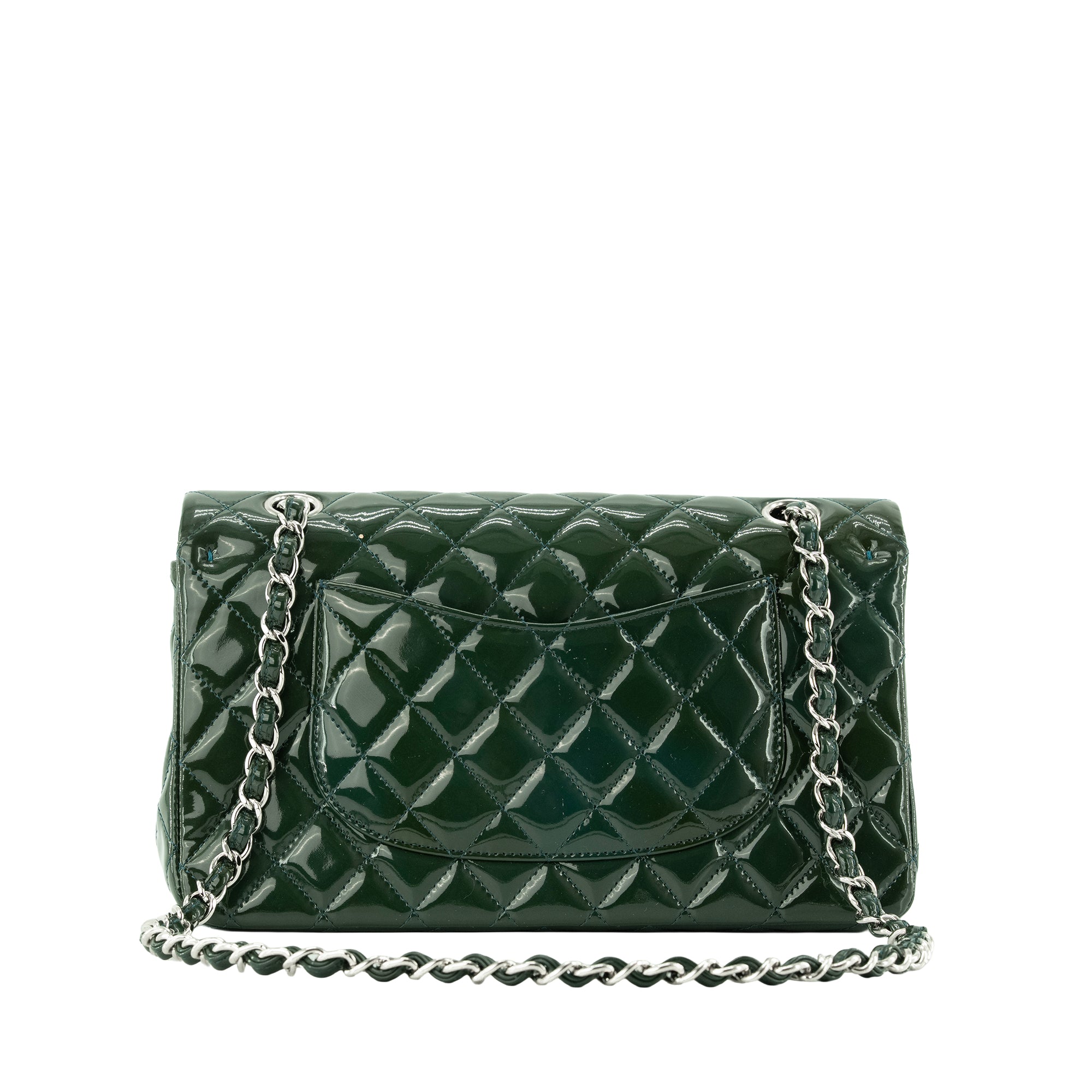 CHANEL - Sac à main Classique/Timeless 11.12 Chanel en cuir verni vert foncé