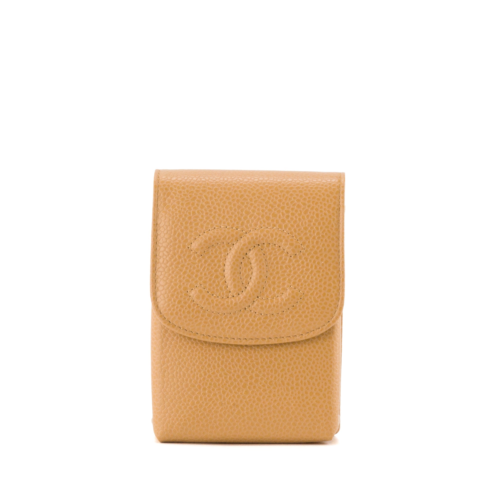 CHANEL - Étui à cigarettes Chanel en cuir caviar beige vintage