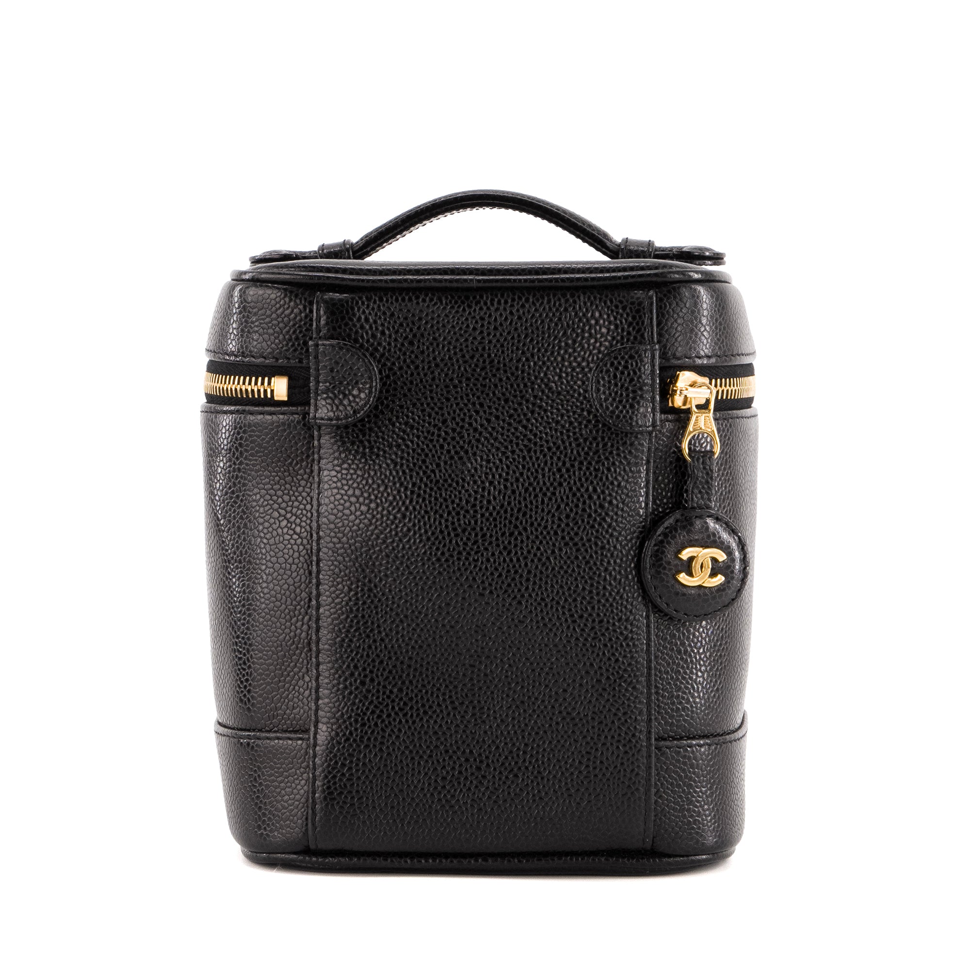 CHANEL - Vanity Chanel en cuir grainé noir vintage