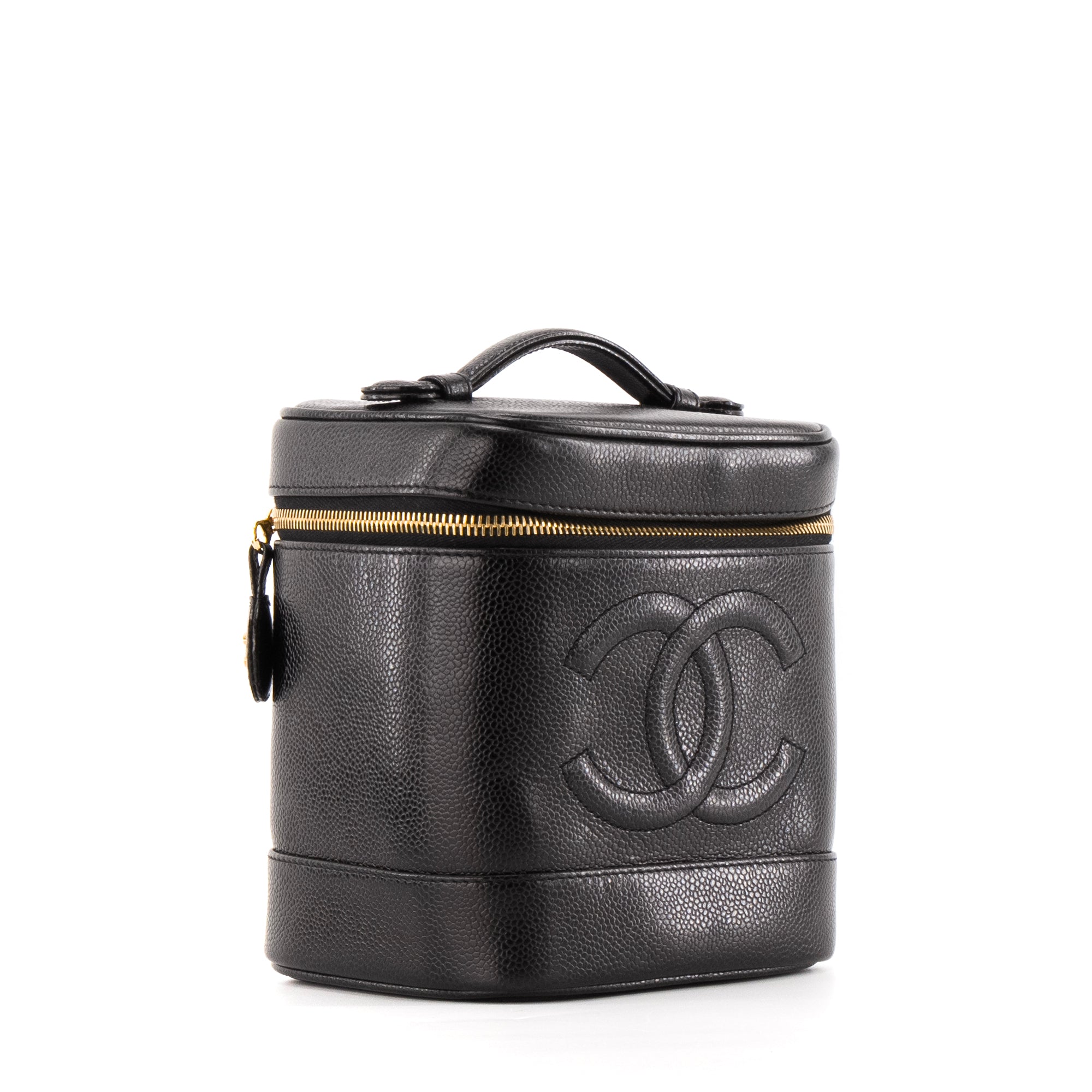 CHANEL - Vanity Chanel en cuir grainé noir vintage