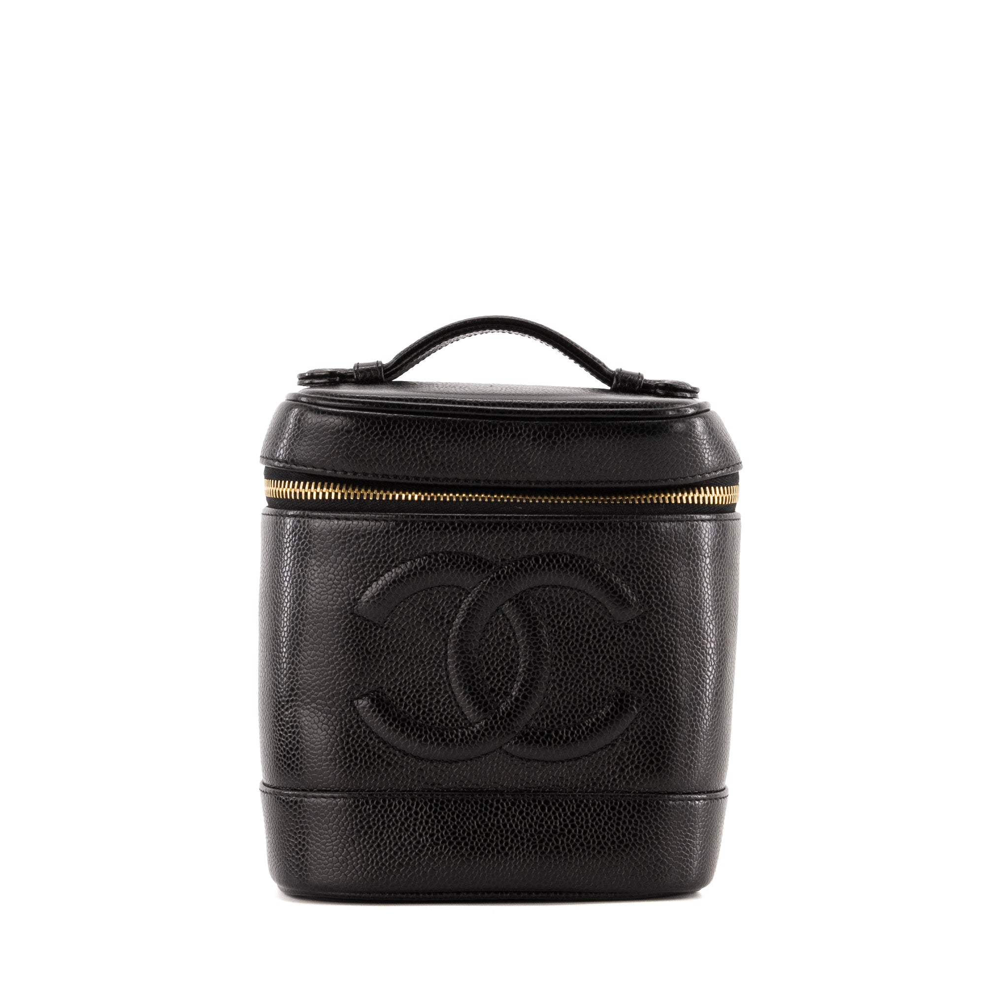 CHANEL - Vanity Chanel en cuir grainé noir vintage