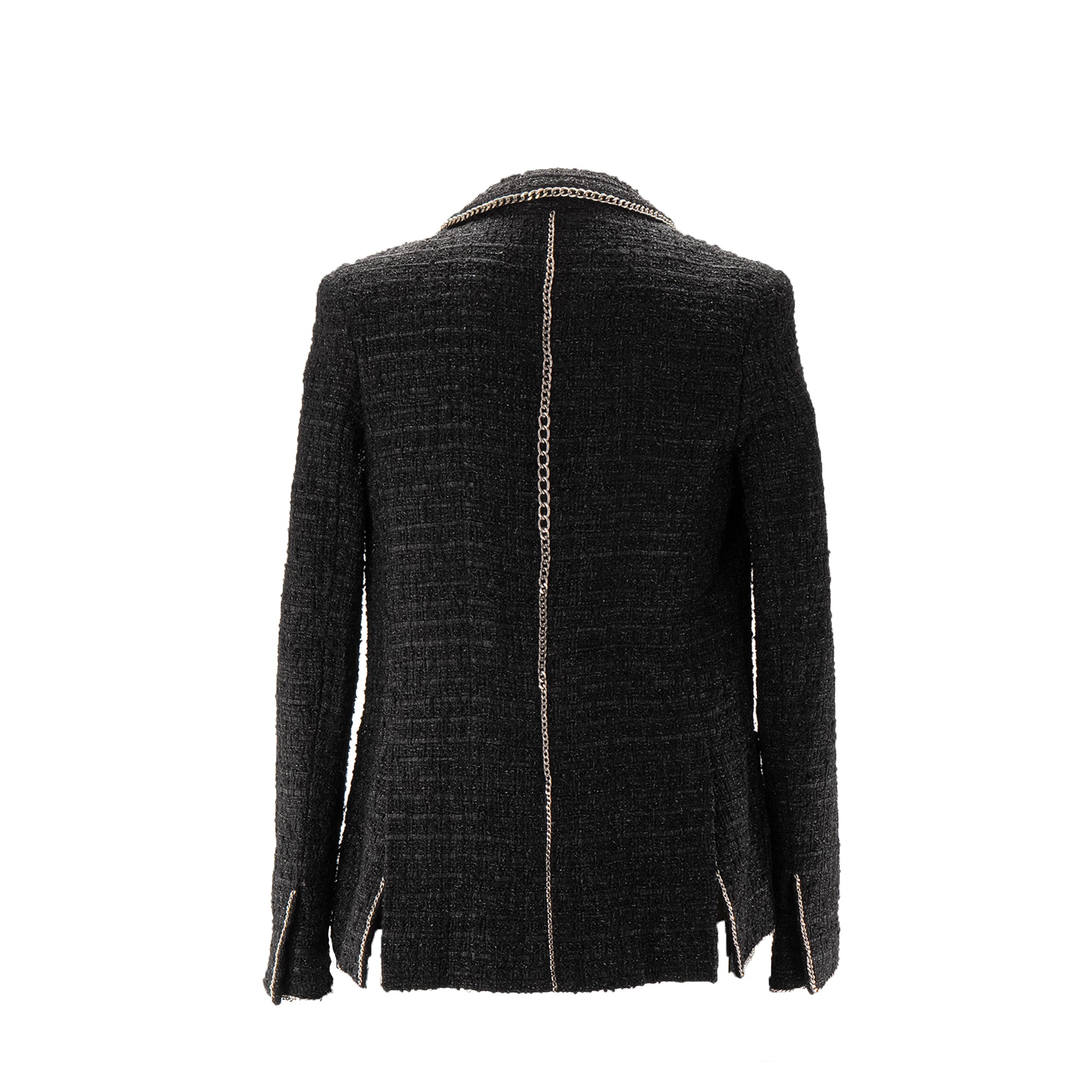 CHANEL - Veste Chanel en tweed noir irisé (T32)