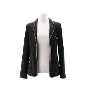 CHANEL - Veste Chanel en tweed noir irisé (T32)