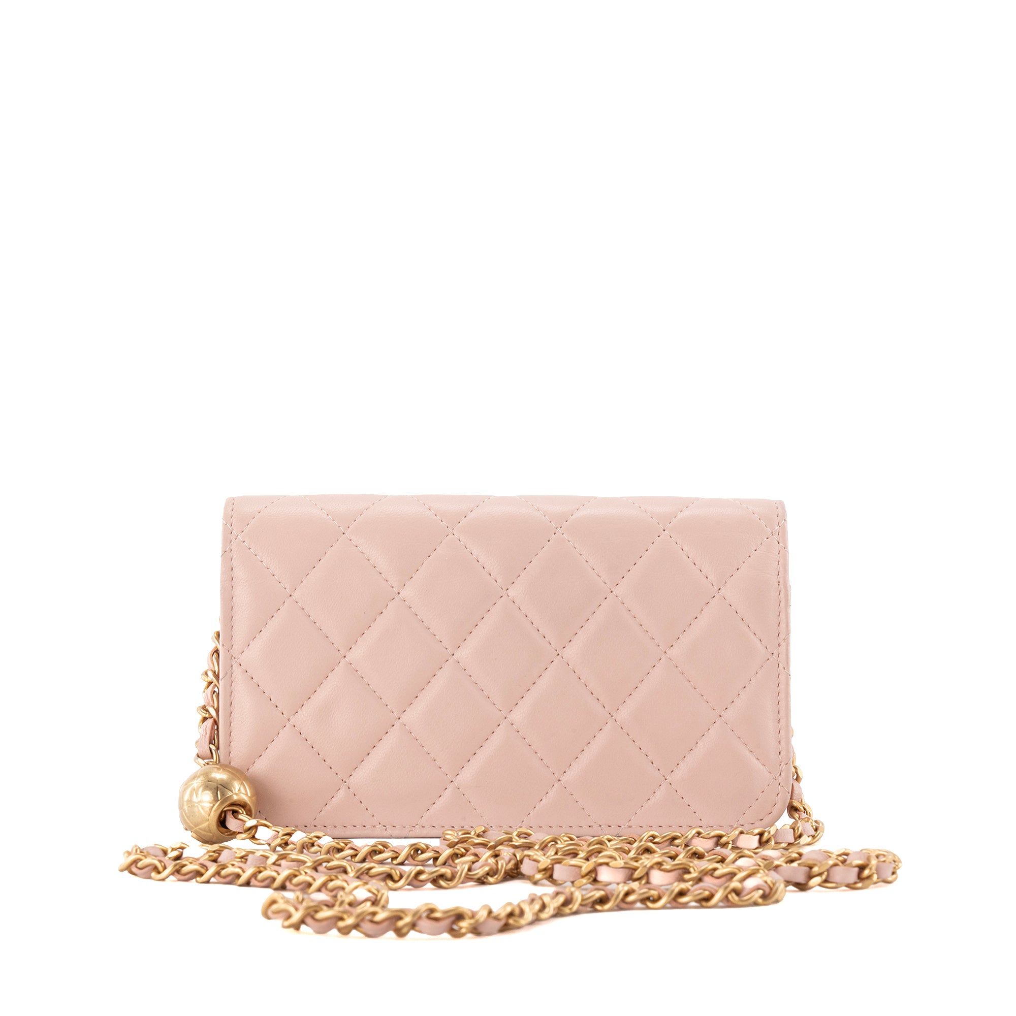 CHANEL - Wallet On Chain Chanel en cuir lisse rose
