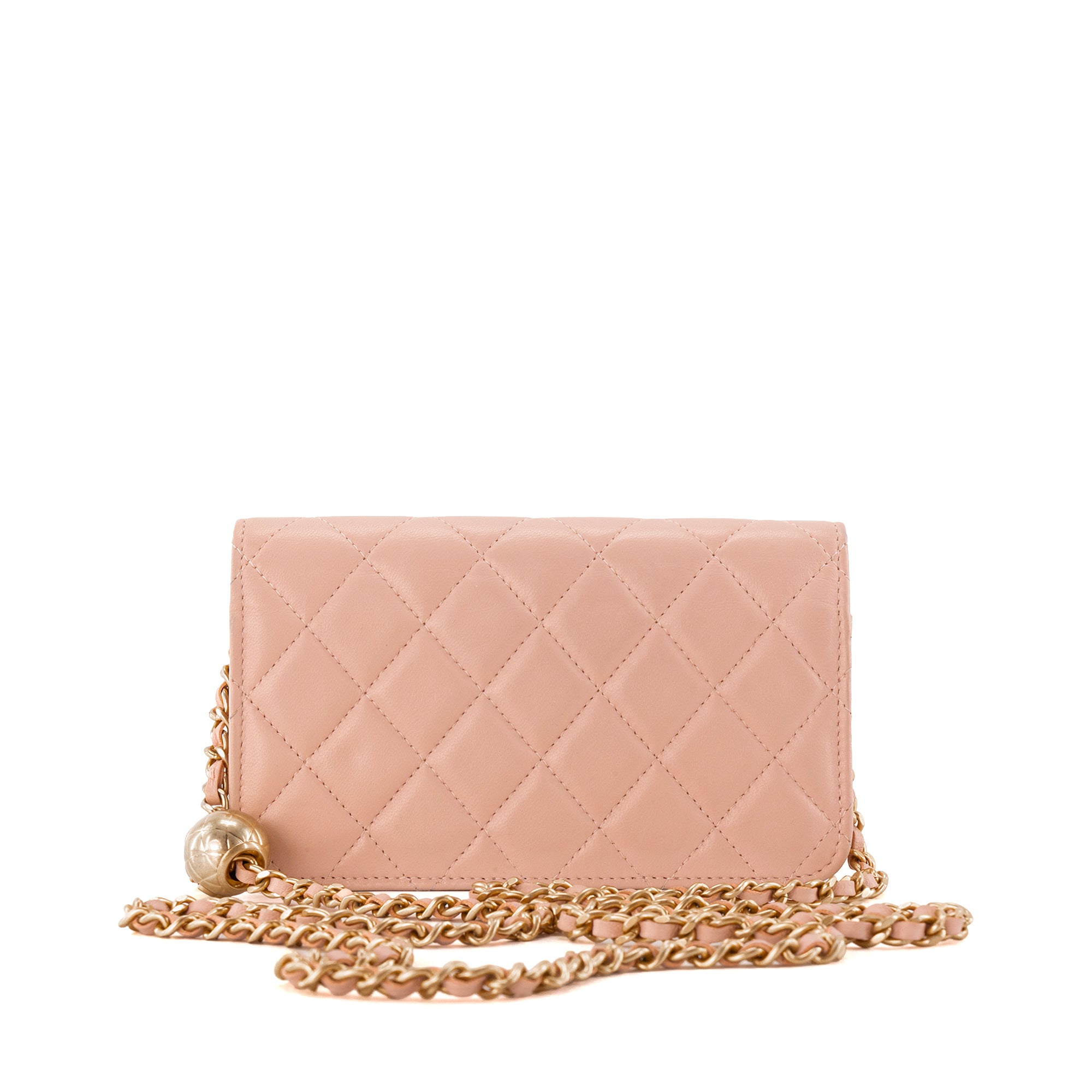 CHANEL - Sac à bandoulière Wallet On Chain Chanel en cuir lisse rose