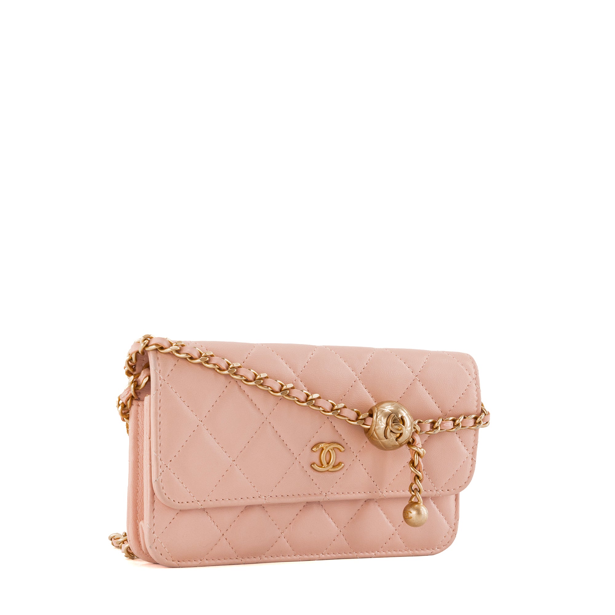 CHANEL - Sac à bandoulière Wallet On Chain Chanel en cuir lisse rose