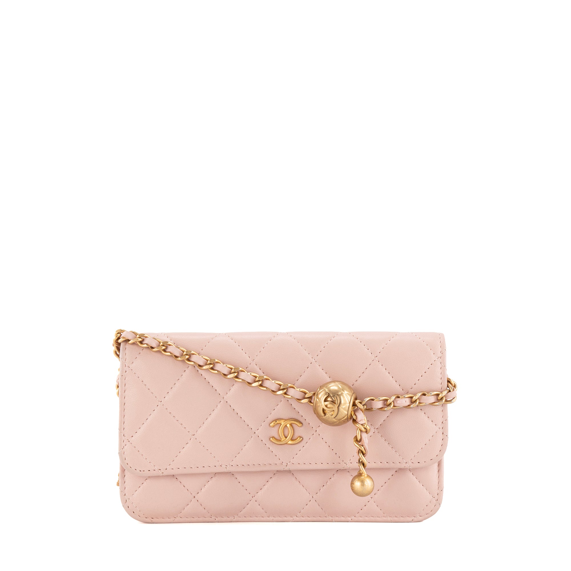 CHANEL - Wallet On Chain Chanel en cuir lisse rose