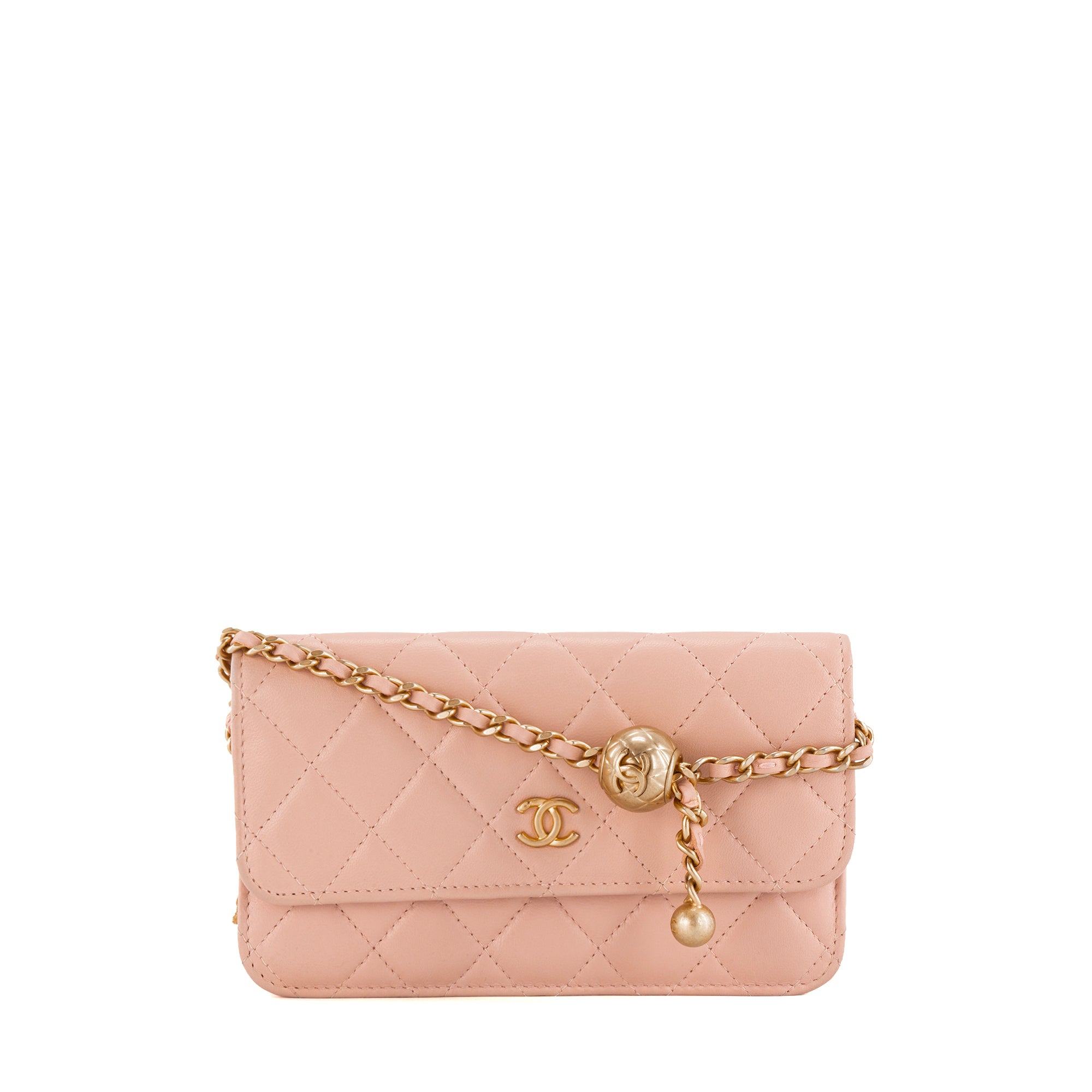 CHANEL - Sac à bandoulière Wallet On Chain Chanel en cuir lisse rose
