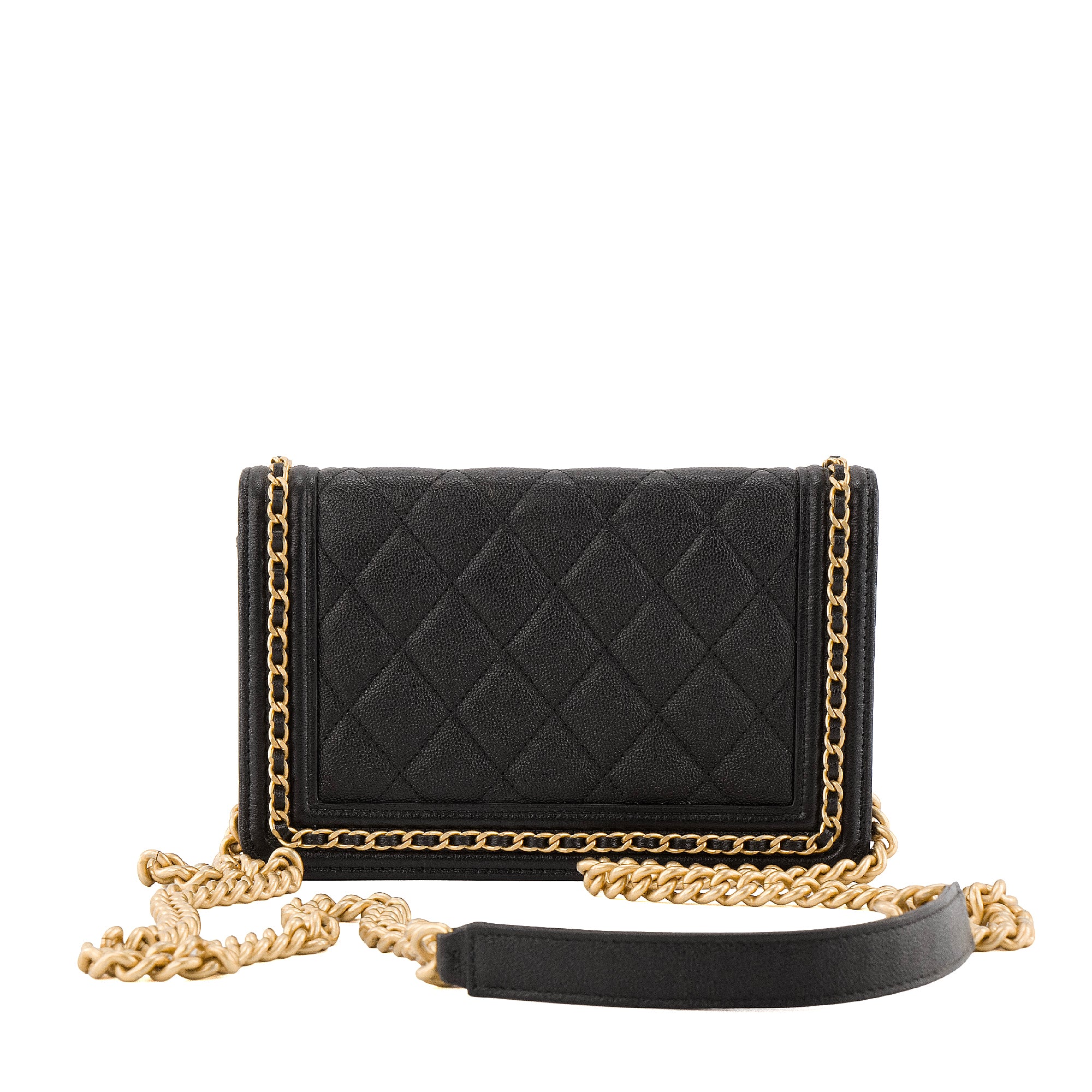 CHANEL - Sac à bandoulière Wallet on Chain Boy Chanel en cuir caviar noir édition limitée