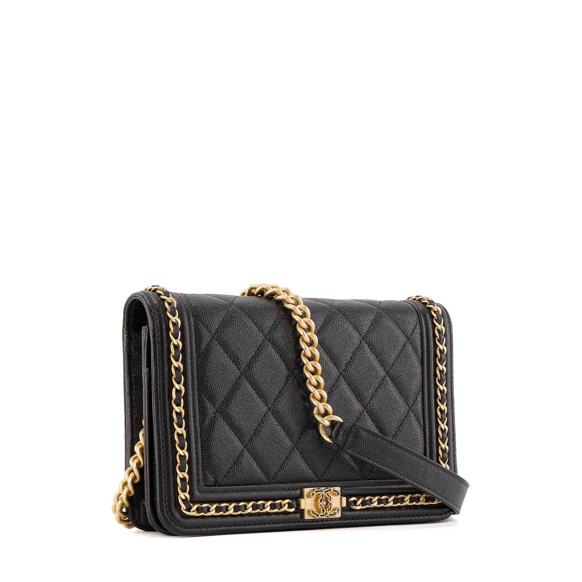 CHANEL - Sac à bandoulière Wallet on Chain Boy Chanel en cuir caviar noir édition limitée