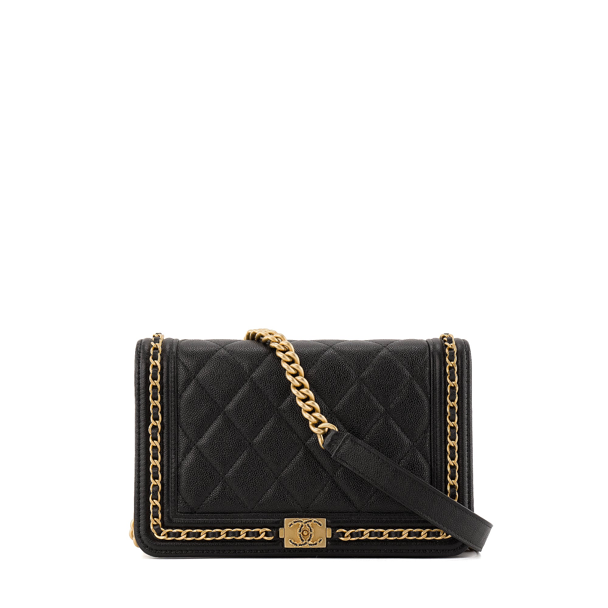 CHANEL - Sac à bandoulière Wallet on Chain Boy Chanel en cuir caviar noir édition limitée