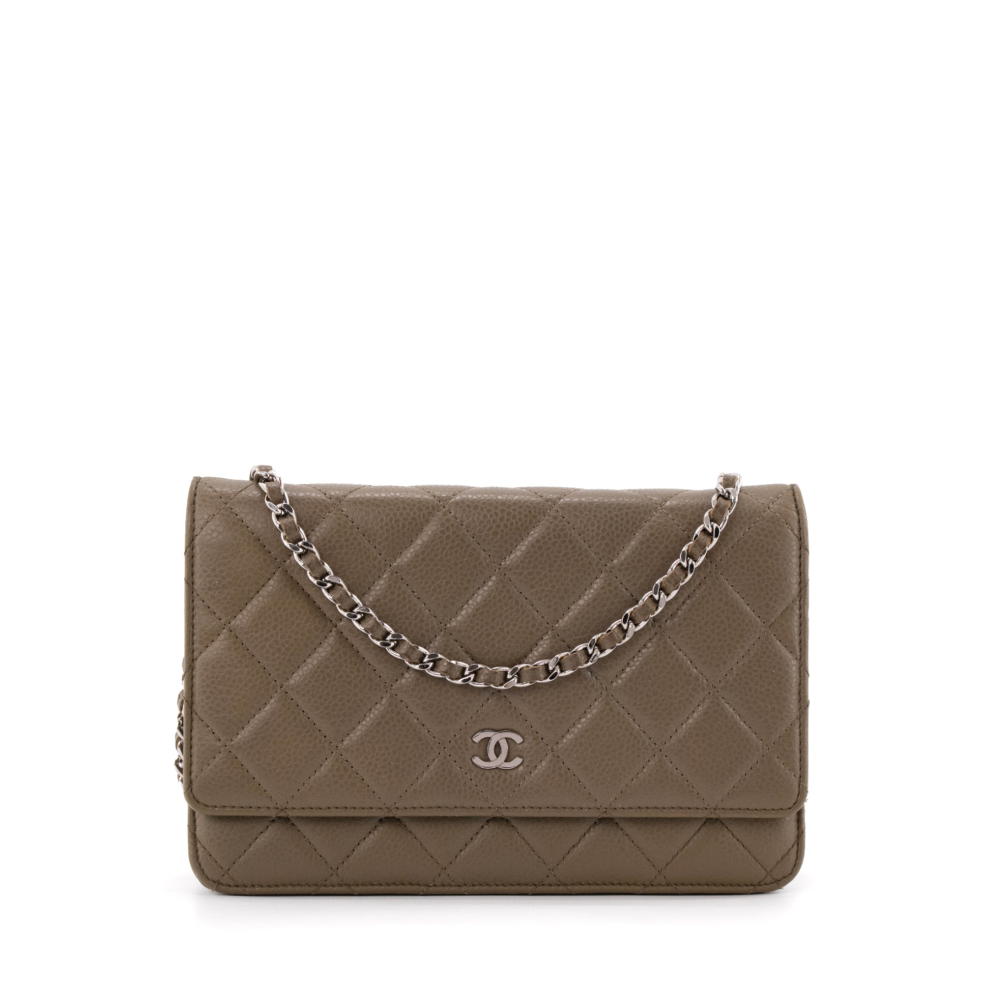 CHANEL - Sac à bandoulière Wallet on Chain Chanel en cuir caviar vert olive